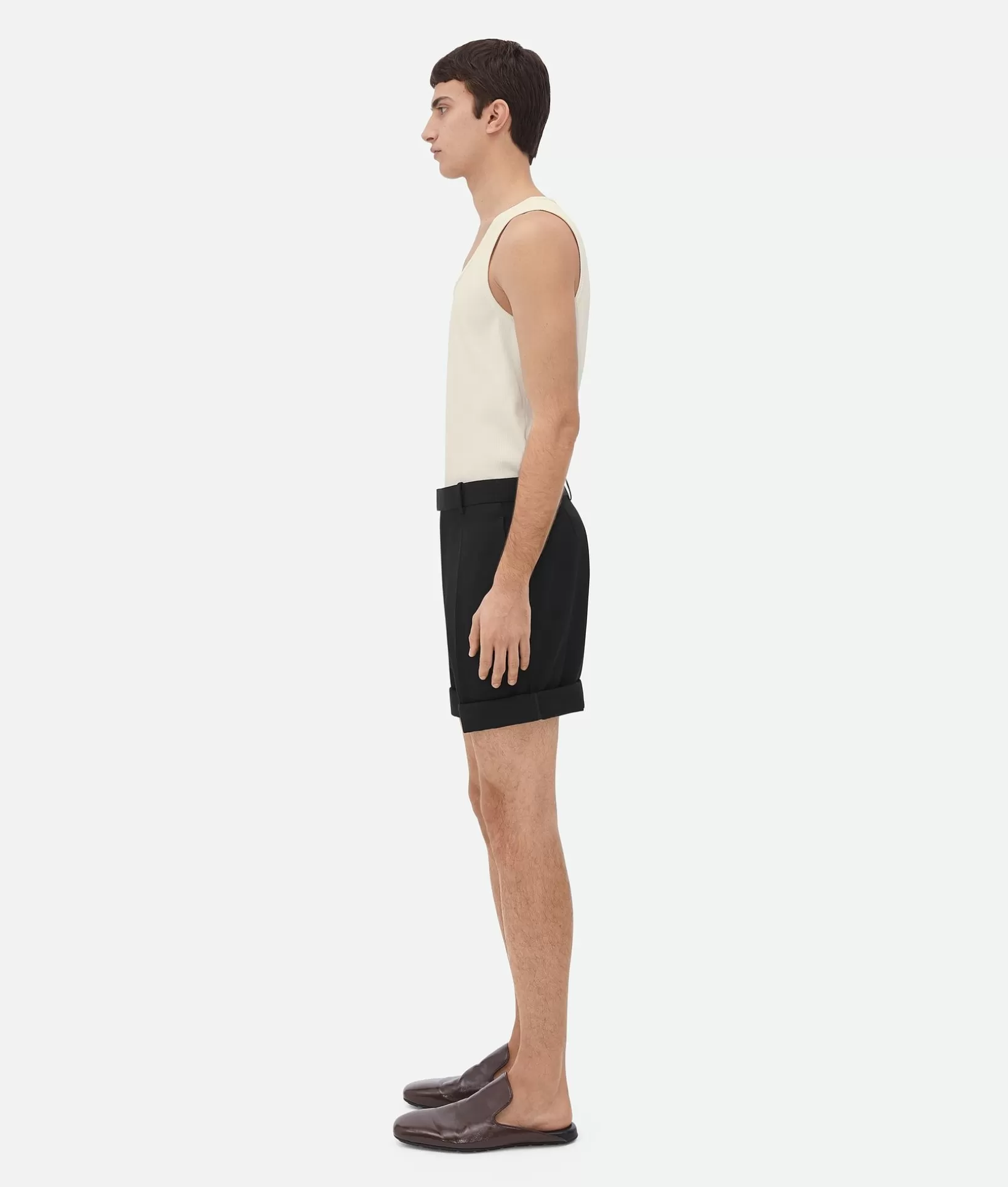 Trousers And Shorts>Bottega Veneta Sartorial Grain De Poudre Shorts Black