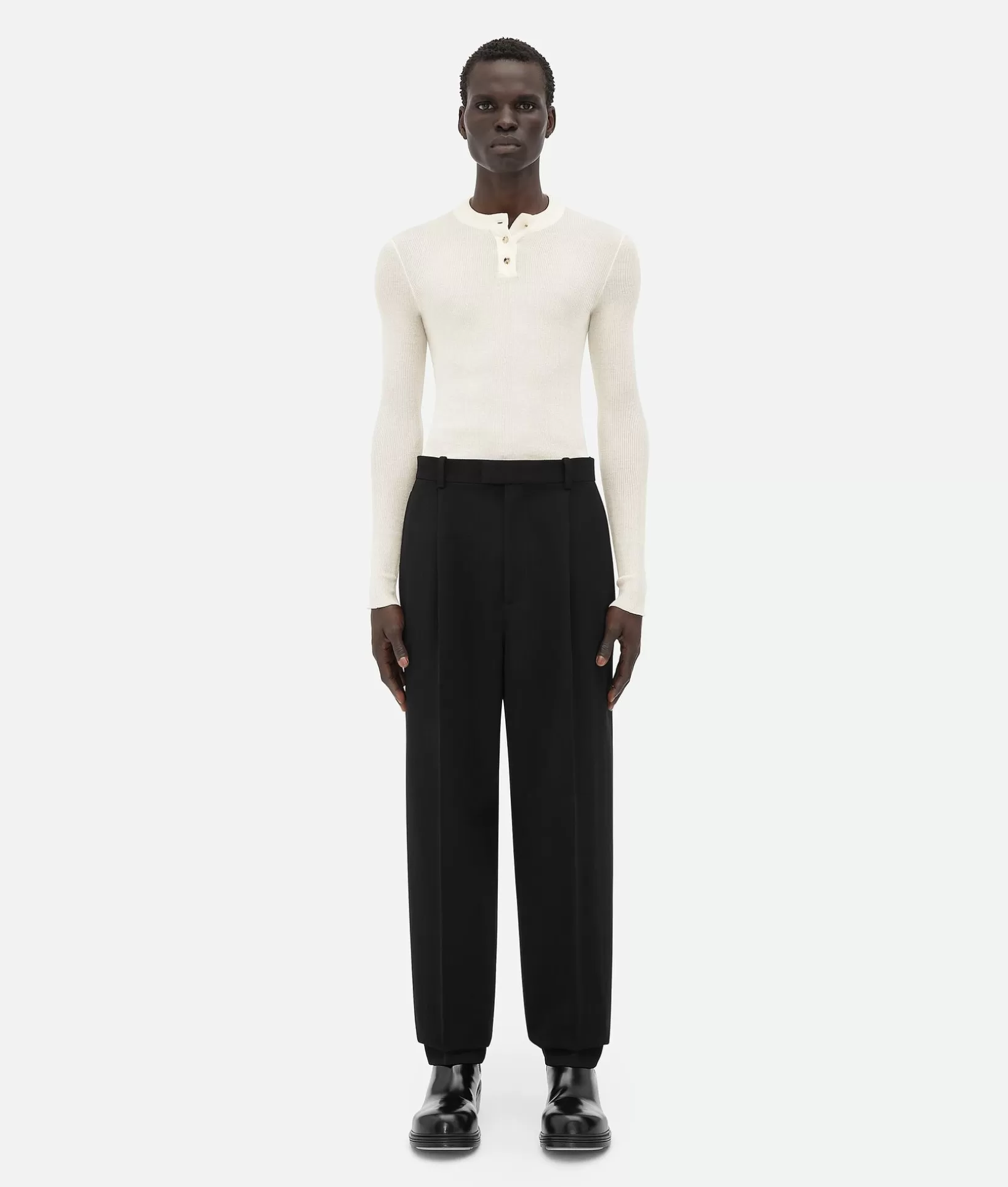 Trousers And Shorts>Bottega Veneta Sartorial Wool Pants Black