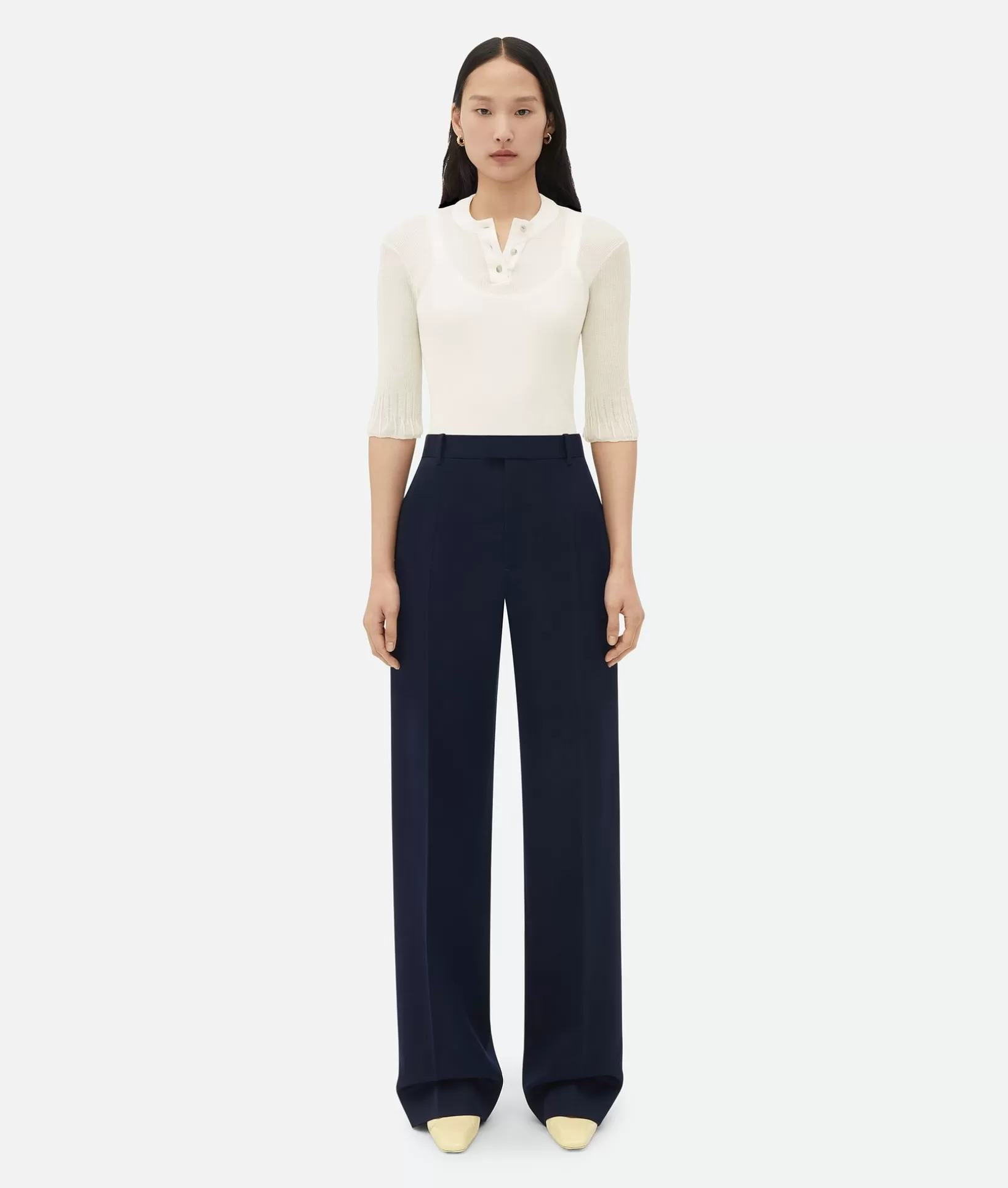 Trousers And Shorts>Bottega Veneta Sartorial Wool Pants Navy