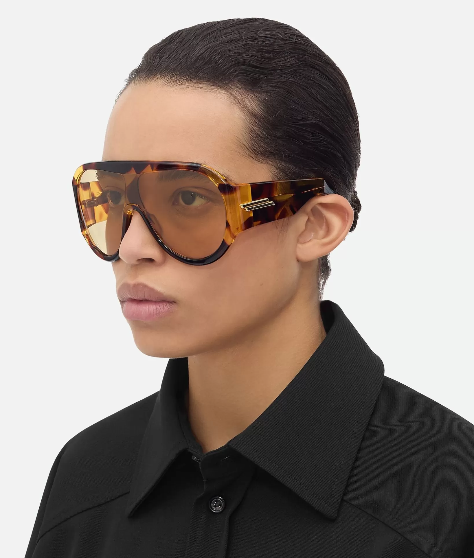 Sunglasses | Sunglasses>Bottega Veneta Scudo Shield Sunglasses Havana/brown