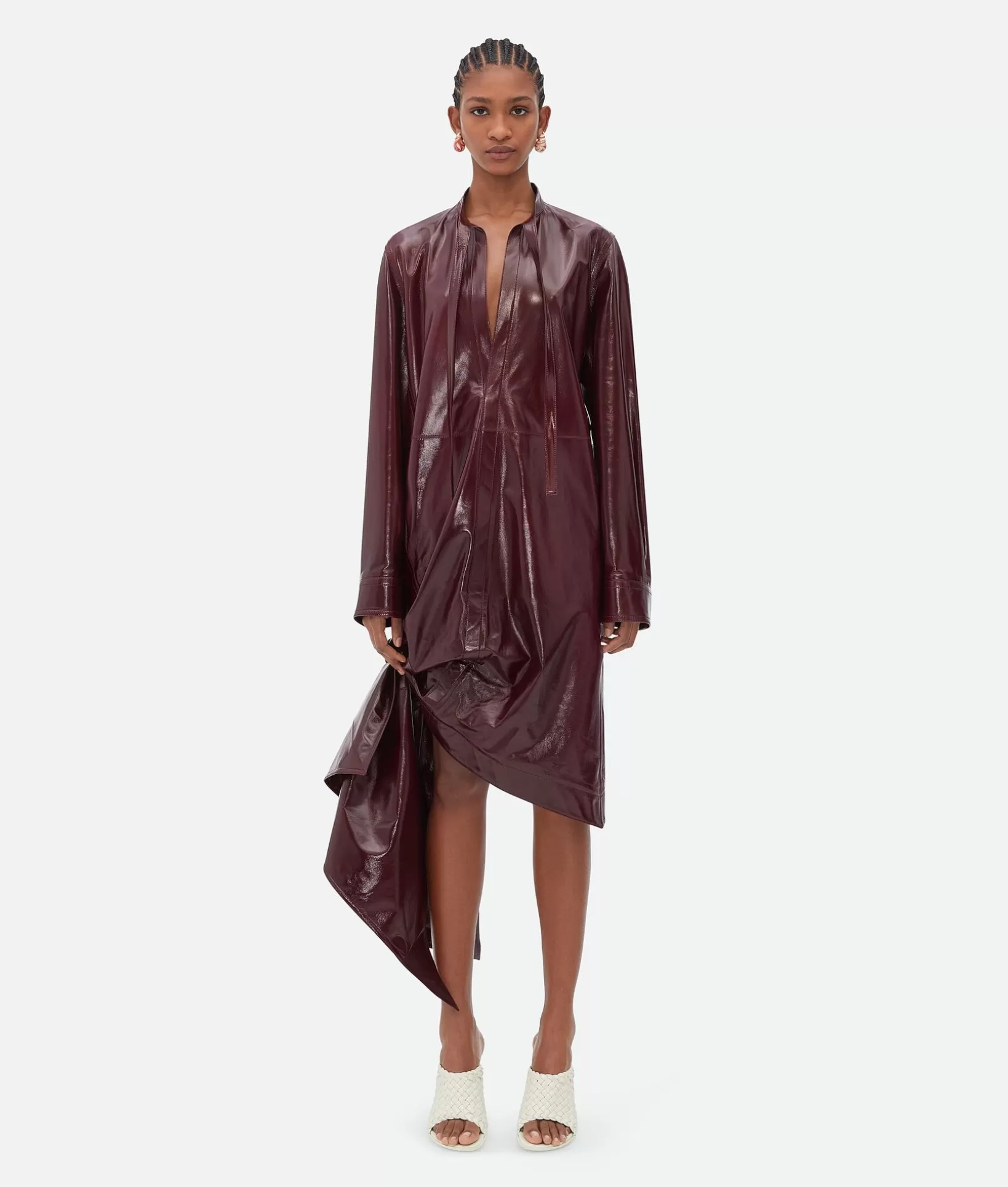 Leather | Dresses>Bottega Veneta Shiny Leather Dress With Knot Detail Jam