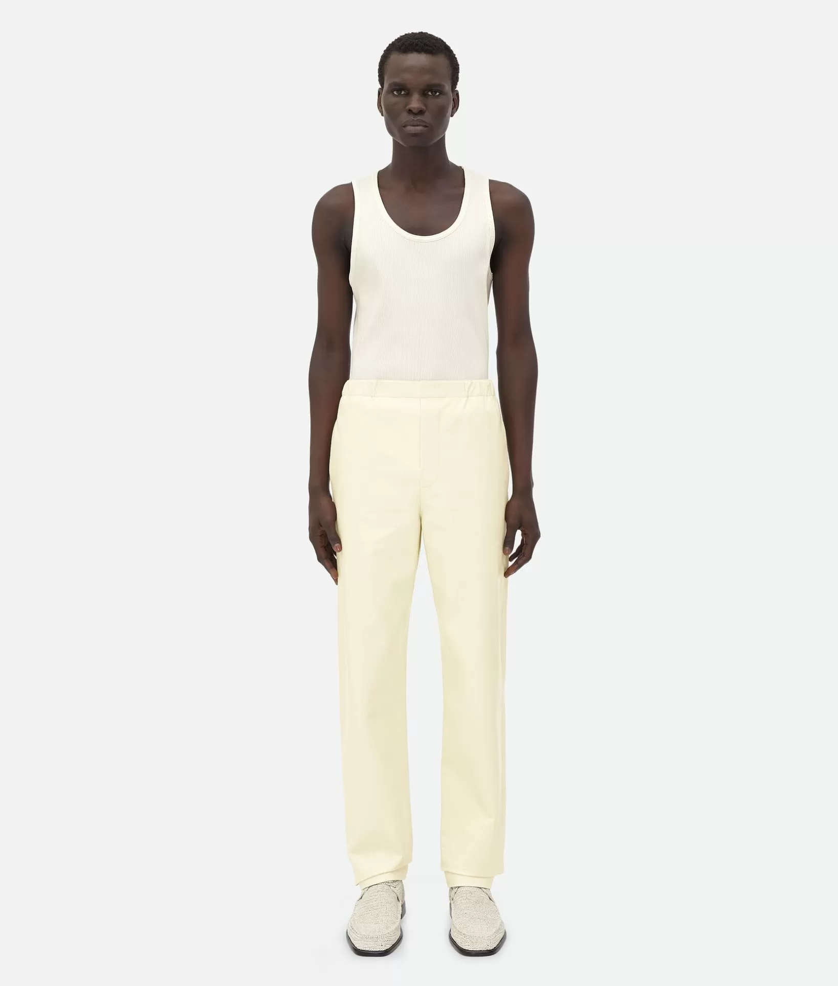 Trousers And Shorts | Leather>Bottega Veneta Shiny Leather Elasticated Trousers Pastry