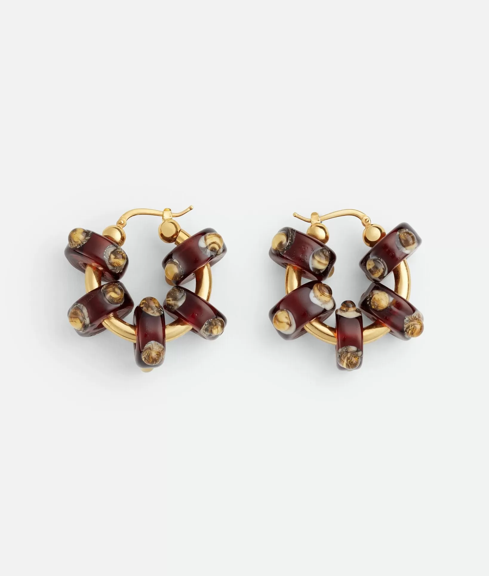 Earrings>Bottega Veneta Slice Glass Earrings Burnt orange/off white