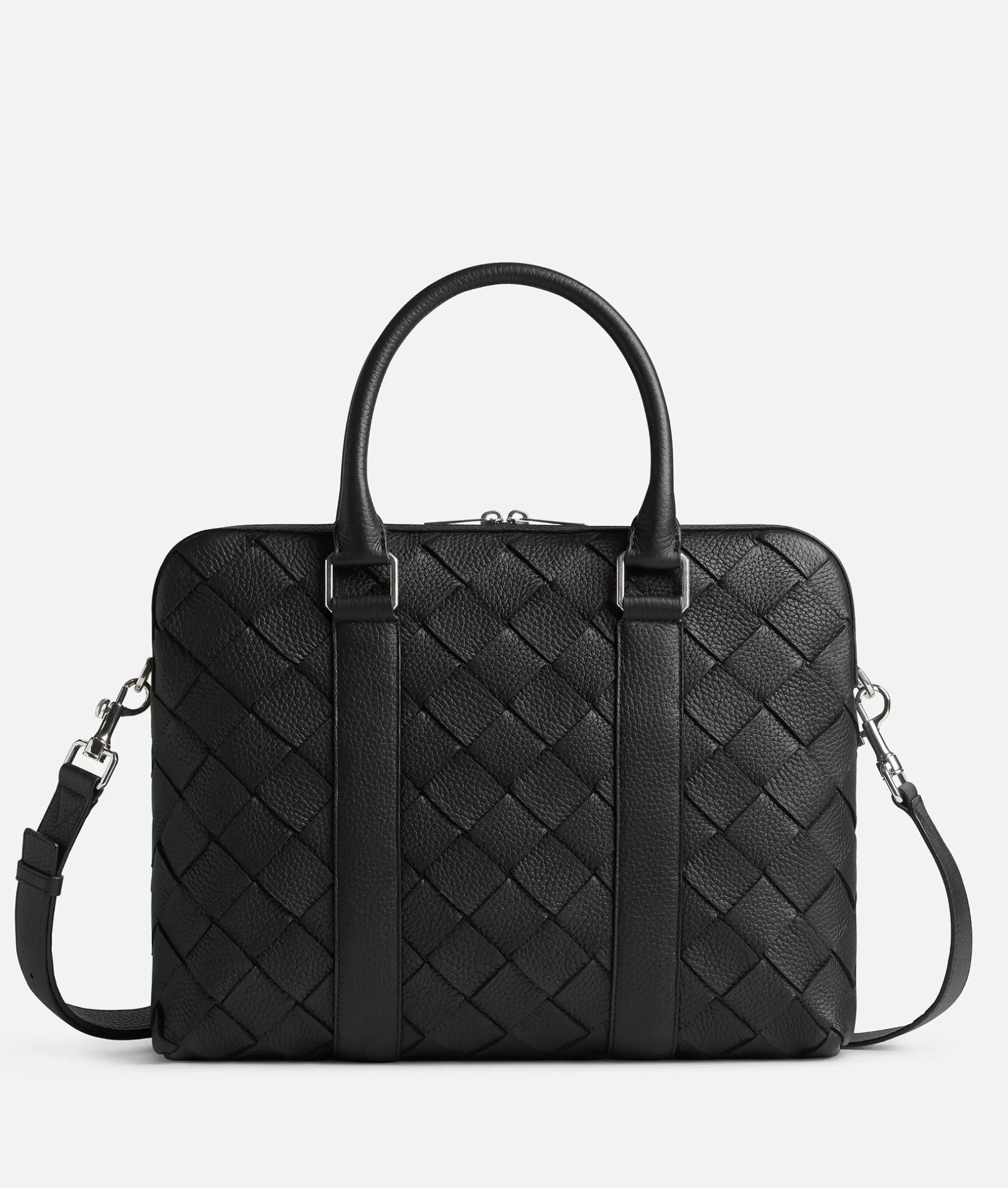 Briefcase>Bottega Veneta Slim Intrecciato Briefcase Black