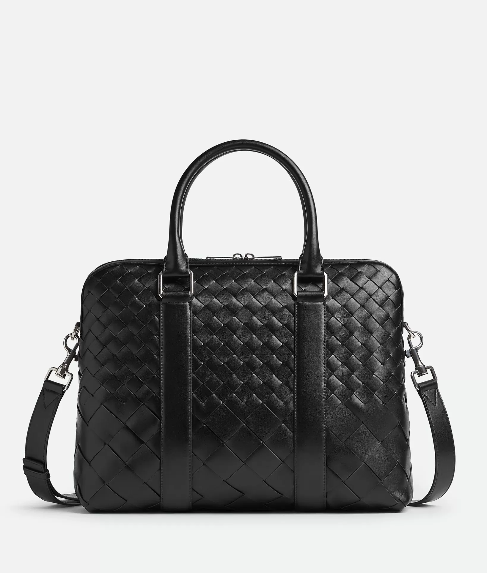 Briefcase>Bottega Veneta Slim Intrecciato Briefcase Black