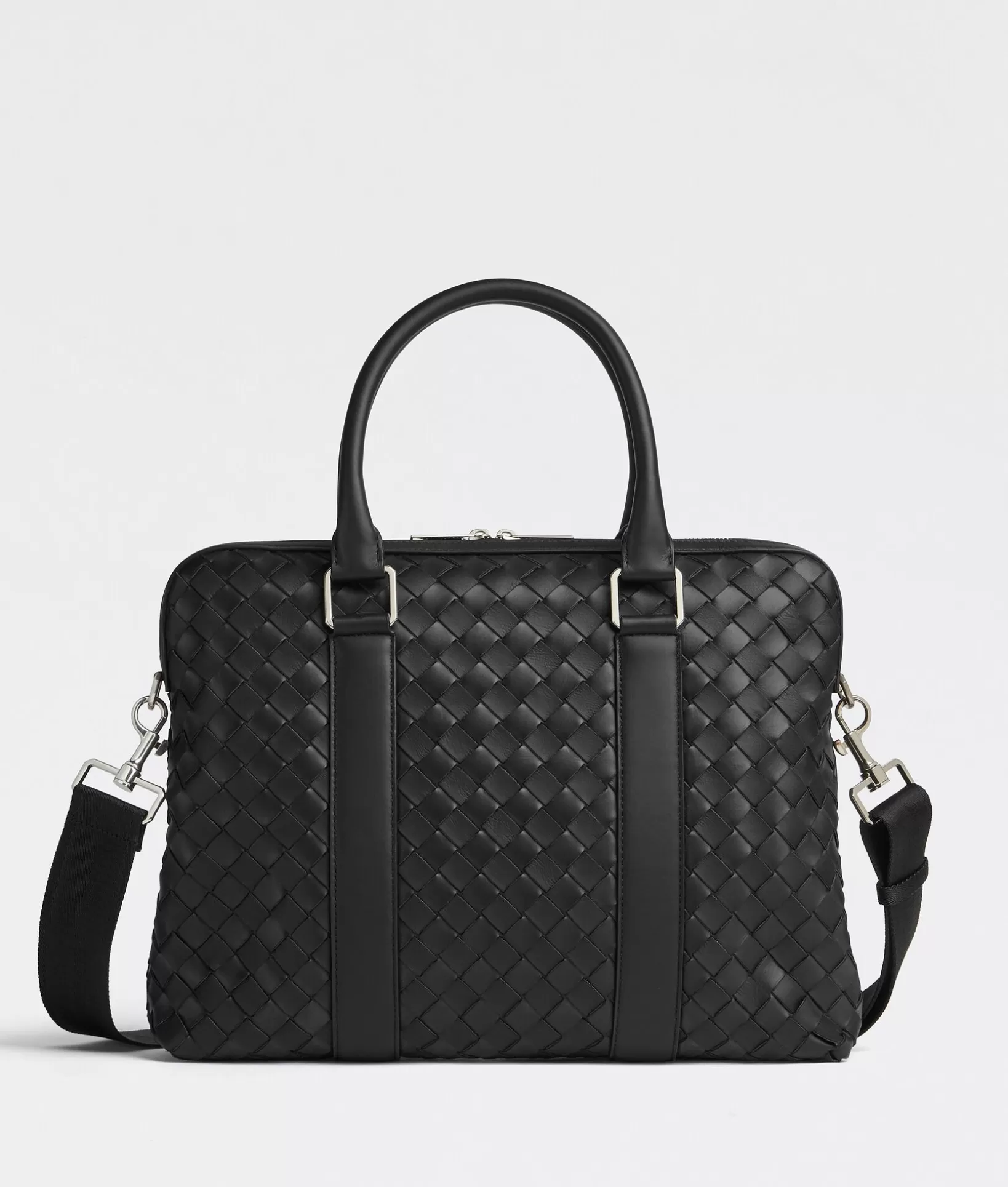 Briefcase>Bottega Veneta Slim Intrecciato Briefcase Black