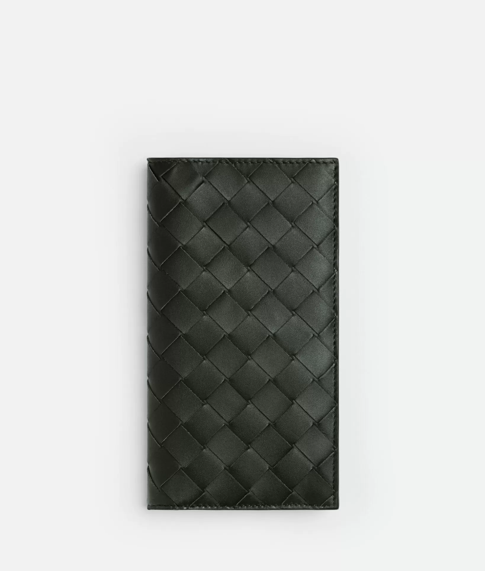 Long Wallets>Bottega Veneta Slim Intrecciato Long Wallet Dark green