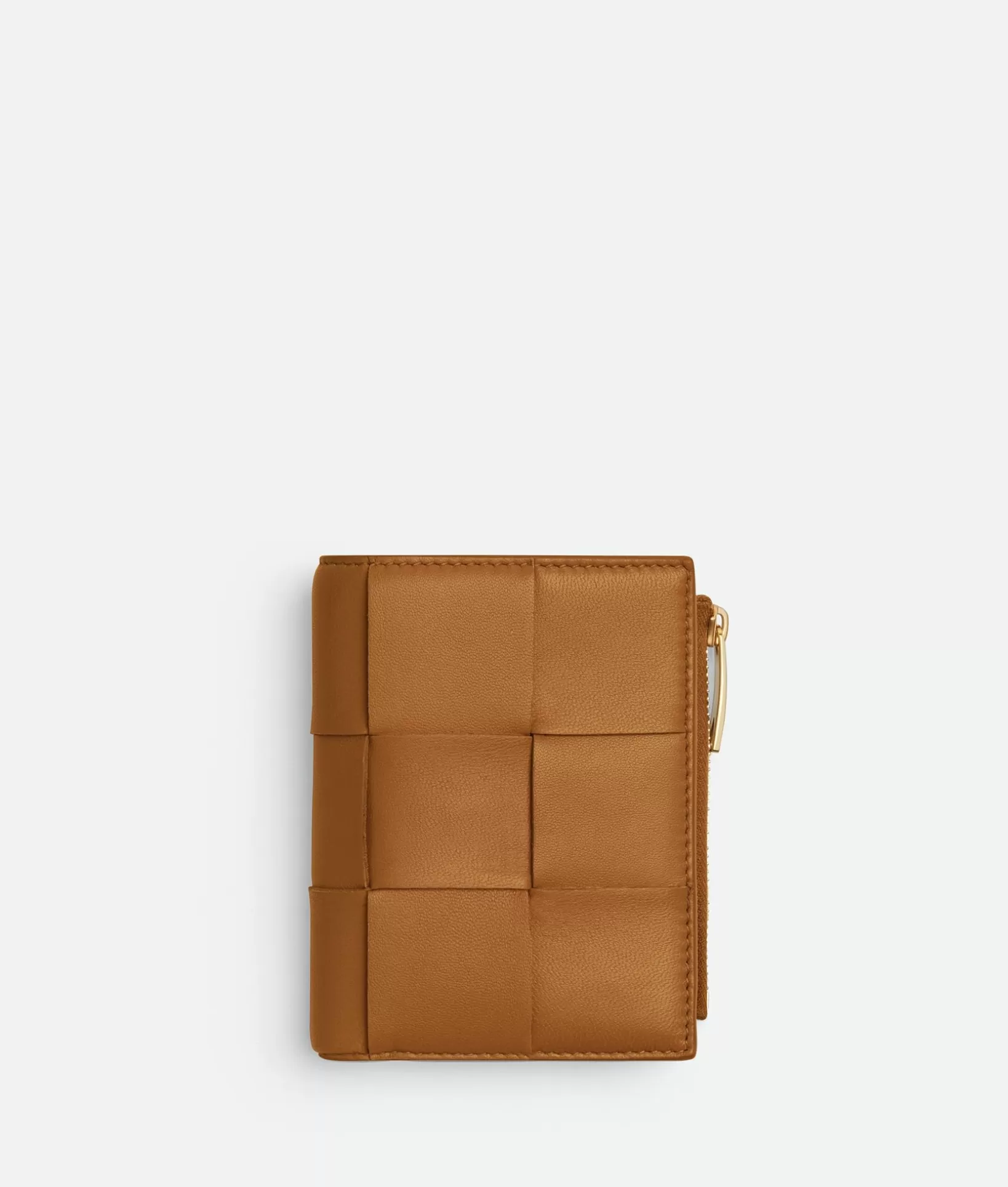 Small Wallets>Bottega Veneta Small Cassette Bi-Fold Zip Wallet Camel