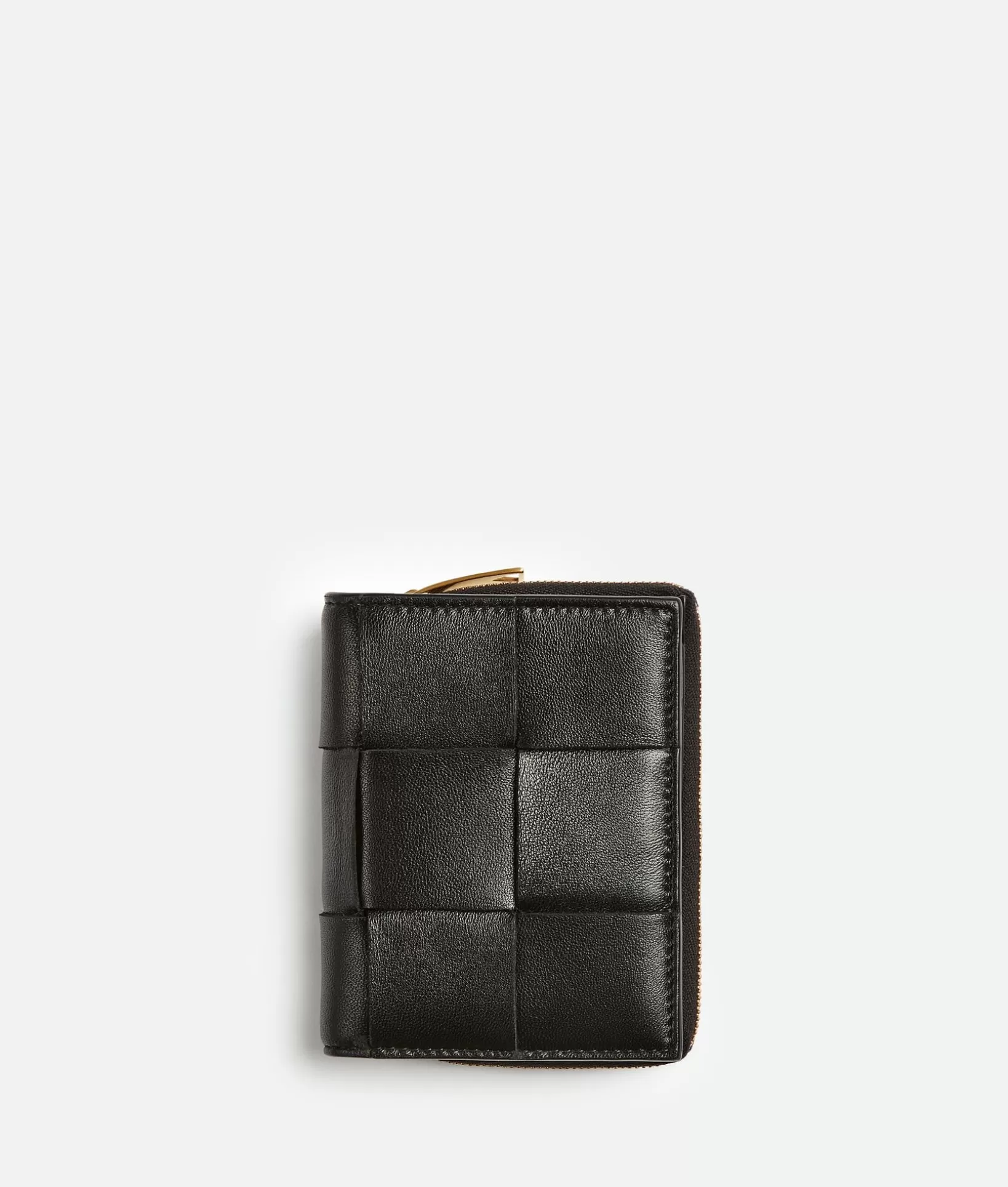 Small Wallets>Bottega Veneta Small Cassette Bi-Fold Zip Wallet Black