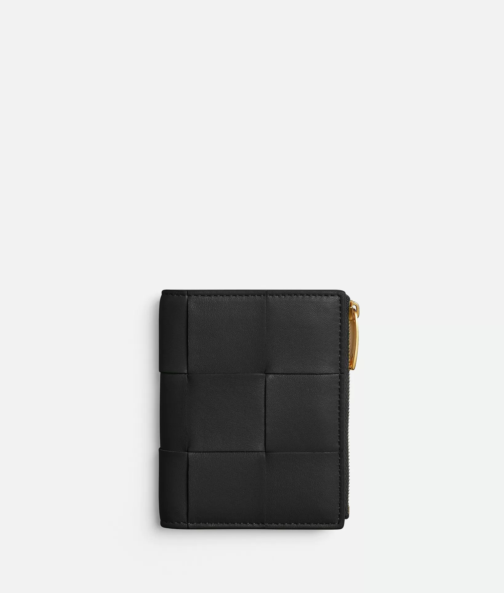 Small Wallets>Bottega Veneta Small Cassette Bi-Fold Zip Wallet Black