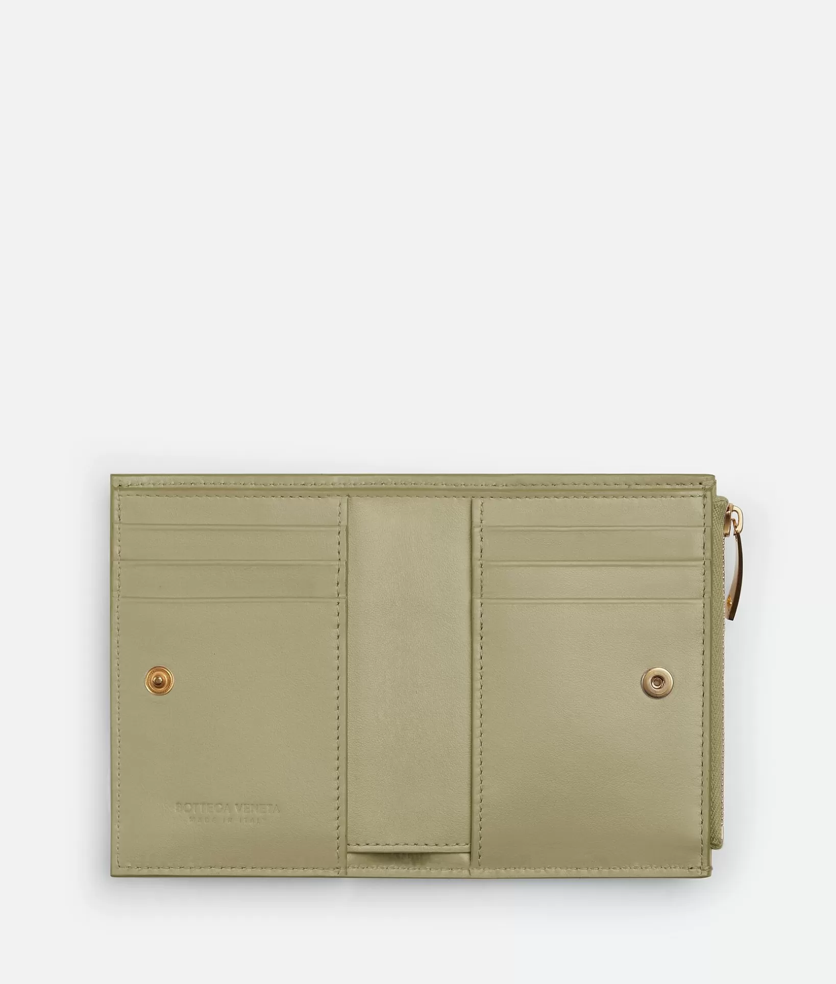 Small Wallets>Bottega Veneta Small Cassette Bi-Fold Zip Wallet Travertine