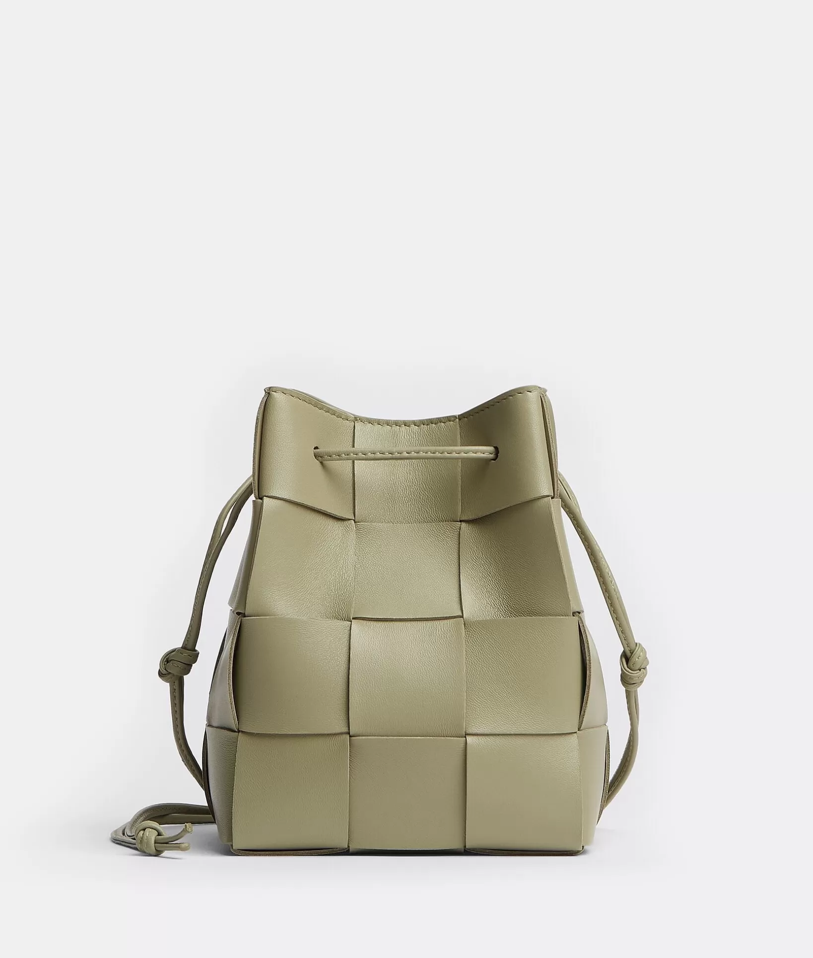 Mini>Bottega Veneta Small Cassette Cross-Body Bucket Travertine