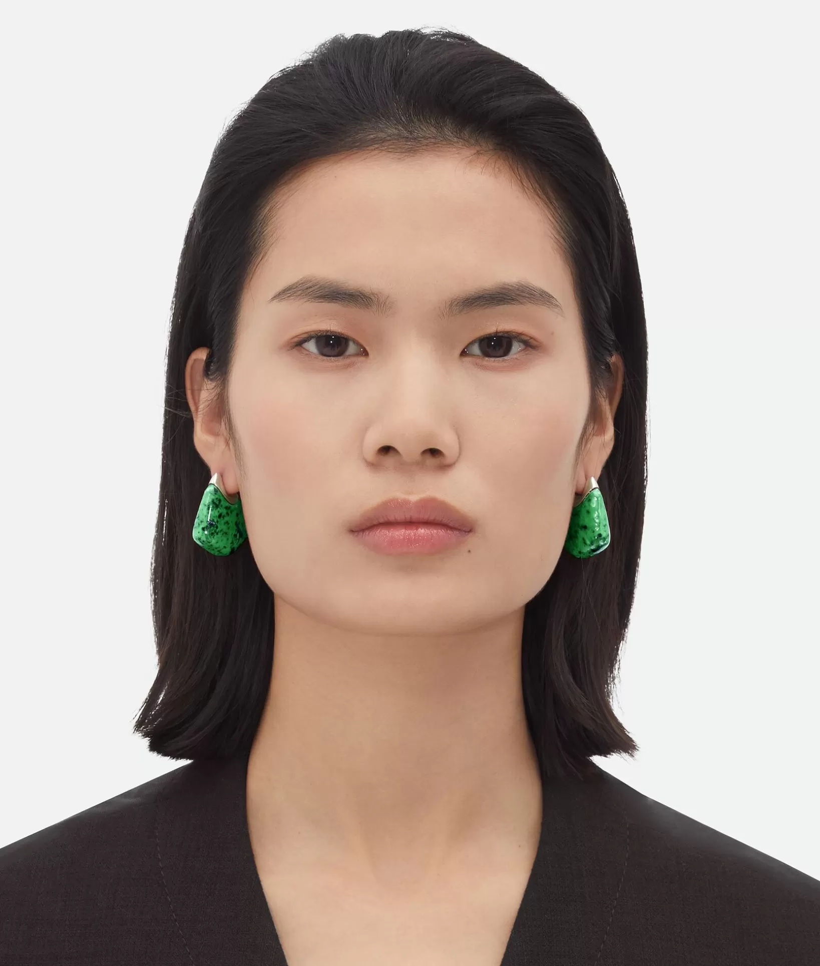 Earrings>Bottega Veneta Small Fin Ceramic Earrings Apple green/white