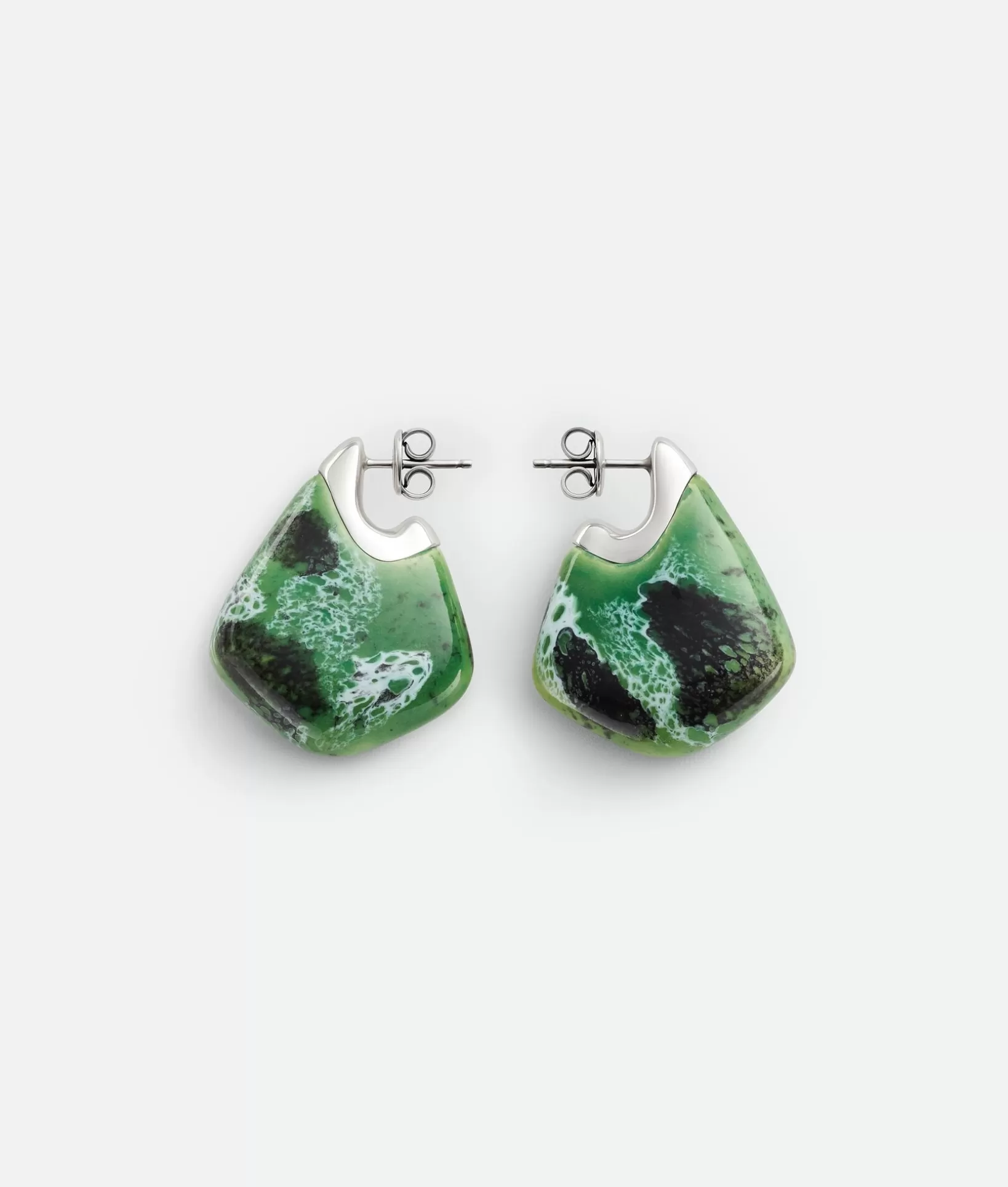 Earrings>Bottega Veneta Small Fin Ceramic Earrings Apple green/white