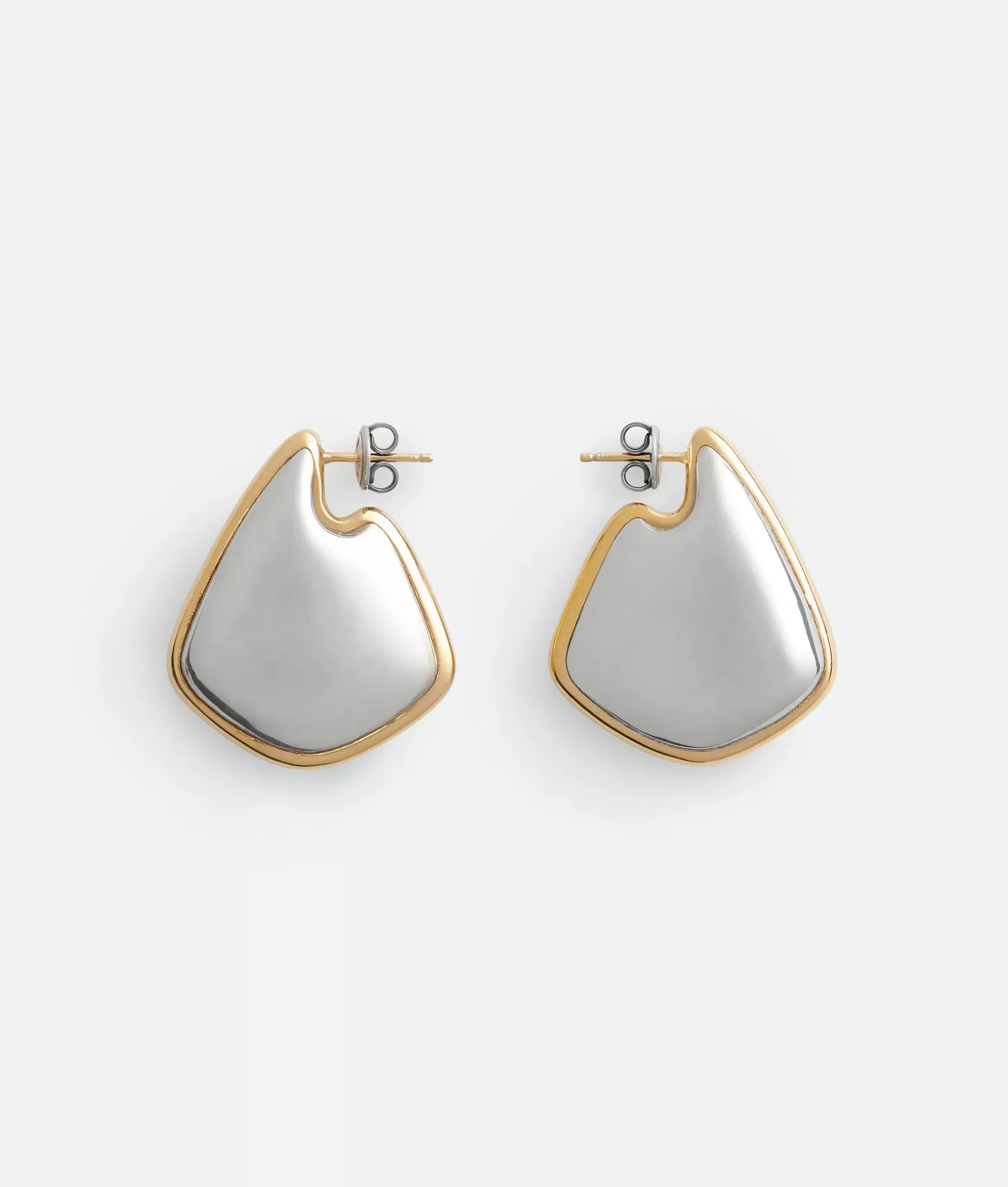 Earrings>Bottega Veneta Small Fin Earrings Silver/yellow gold