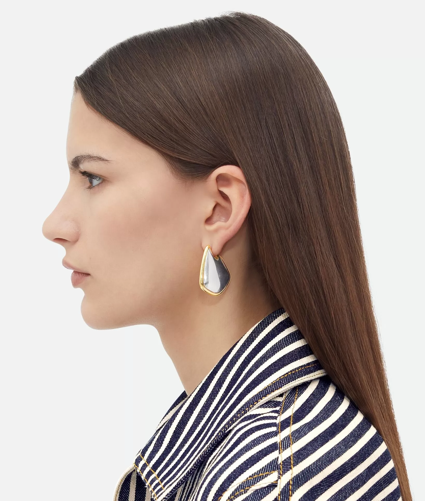 Earrings>Bottega Veneta Small Fin Earrings Silver/yellow gold