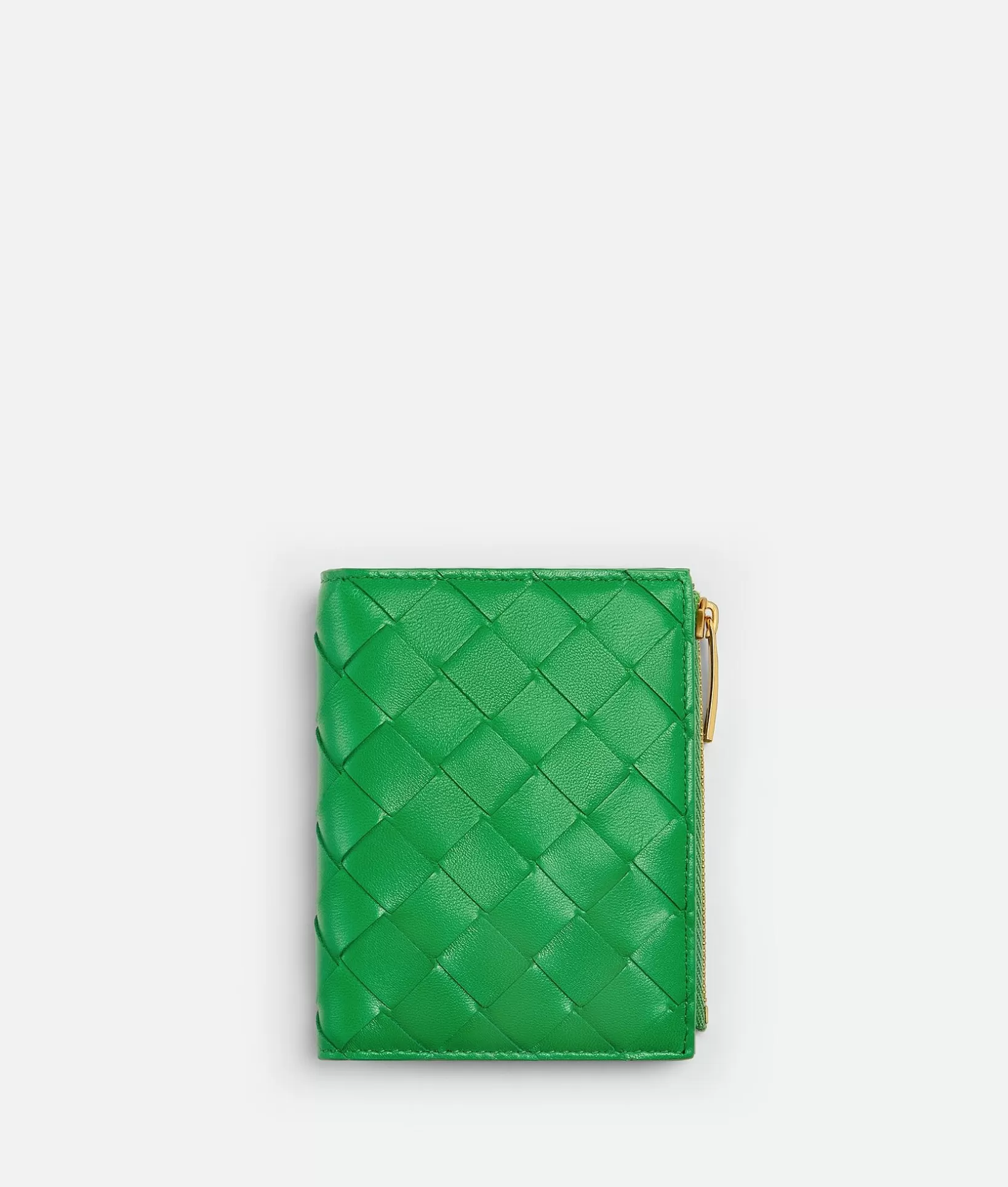 Small Wallets>Bottega Veneta Small Intrecciato Bi-Fold Zip Wallet Parakeet