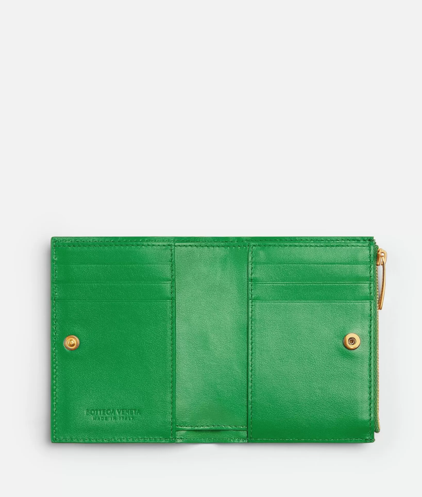 Small Wallets>Bottega Veneta Small Intrecciato Bi-Fold Zip Wallet Parakeet