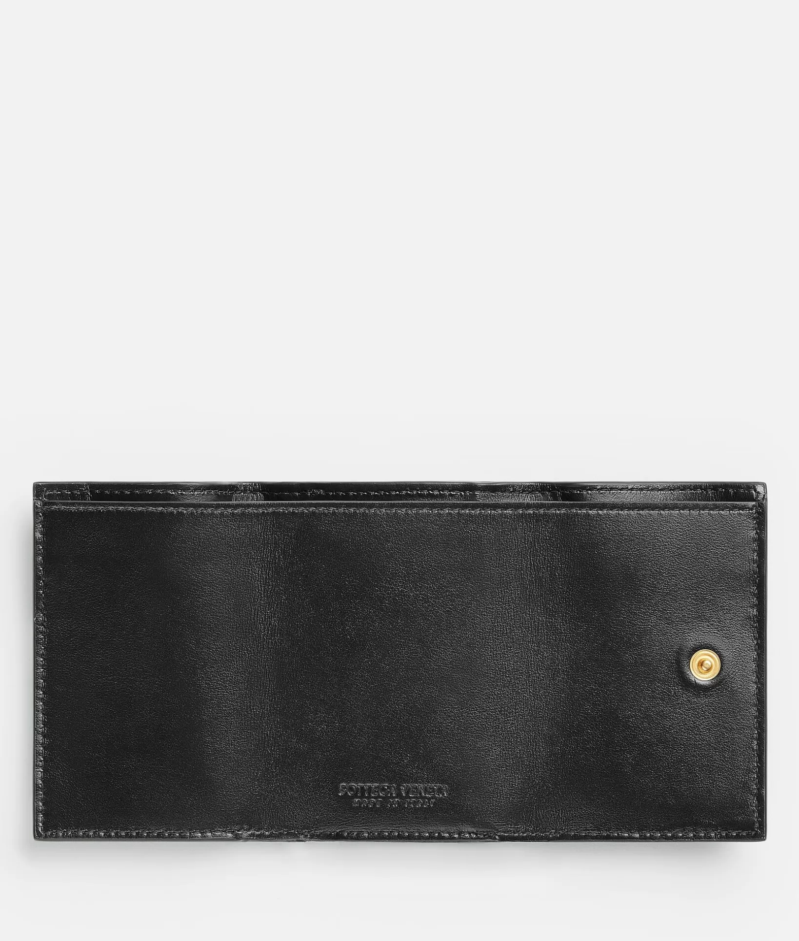 Small Wallets>Bottega Veneta Small Intrecciato Tri-Fold Zip Wallet Black