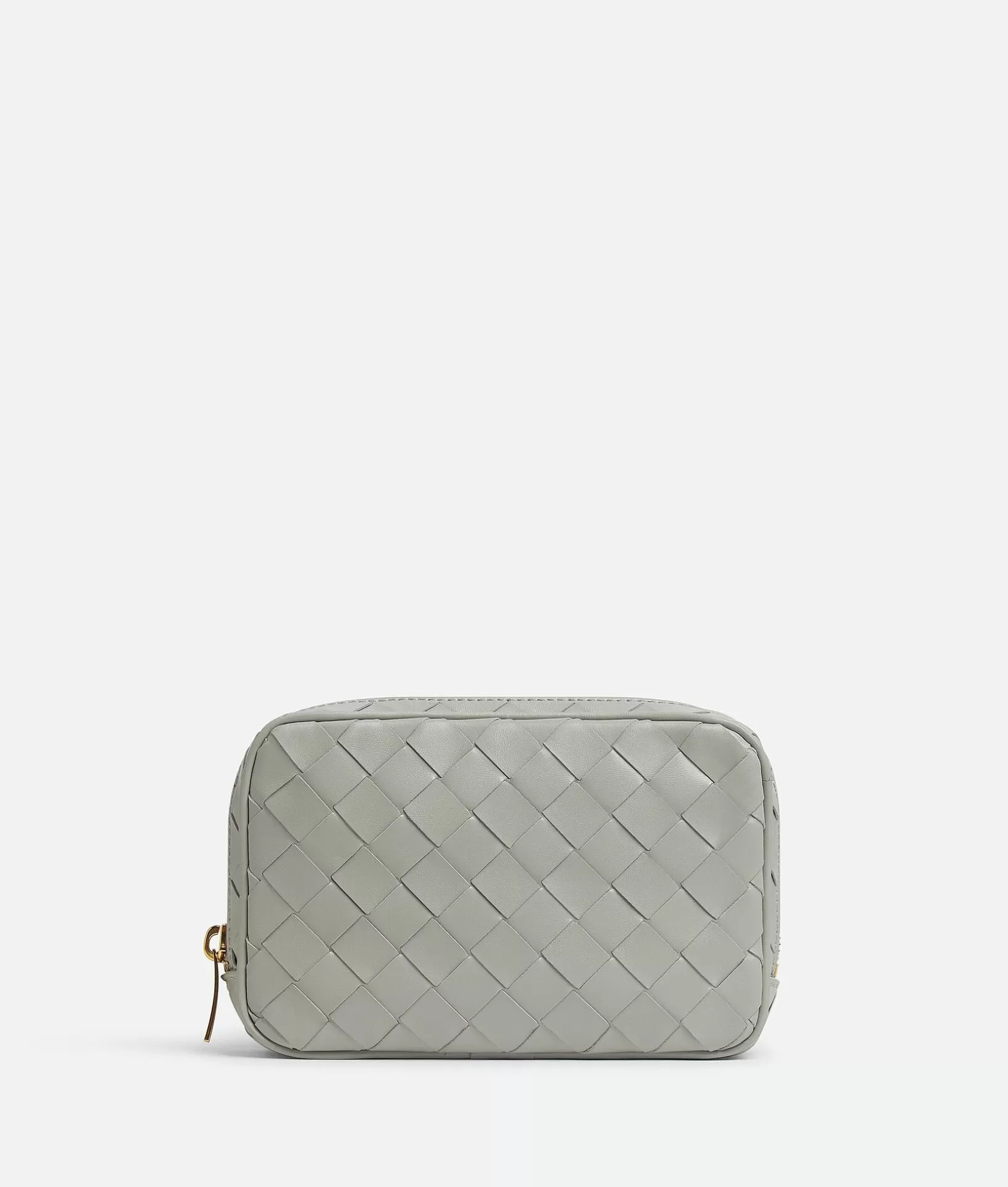 Pouches And Travel Accessories>Bottega Veneta Small Intrecciato Zippered Pouch Agate grey