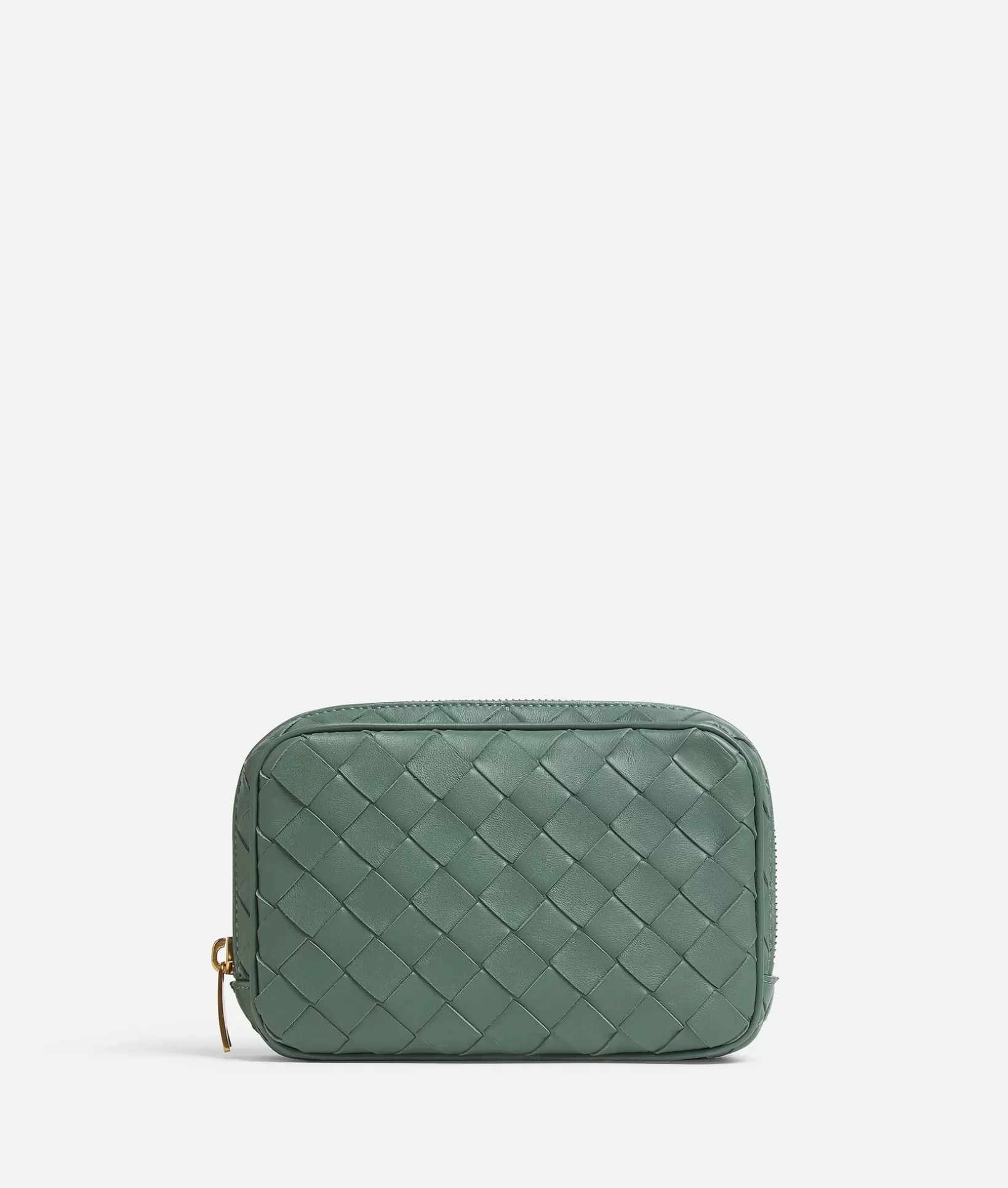 Pouches And Travel Accessories>Bottega Veneta Small Intrecciato Zippered Pouch Aloe