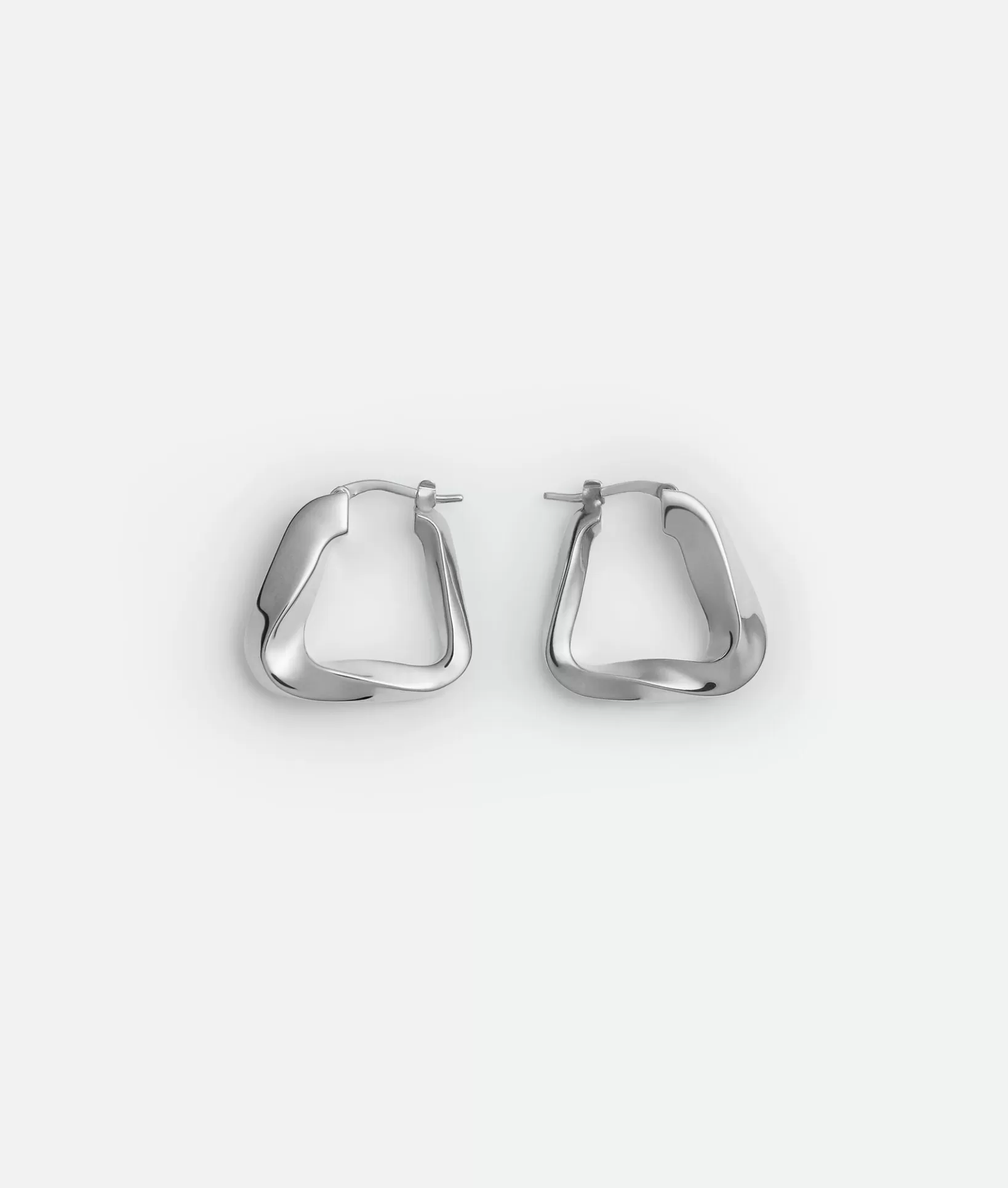 Earrings>Bottega Veneta Small Twist Triangle Hoop Earrings Silver