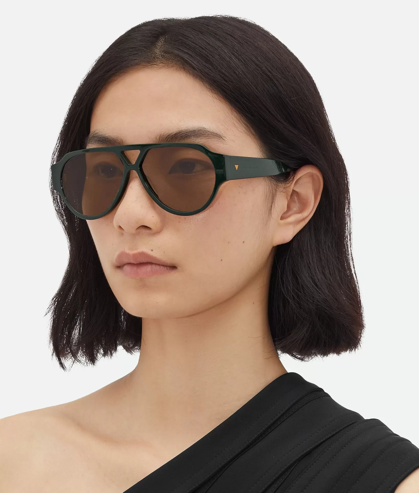 Sunglasses | Sunglasses>Bottega Veneta Soft Aviator Sunglasses Green/brown