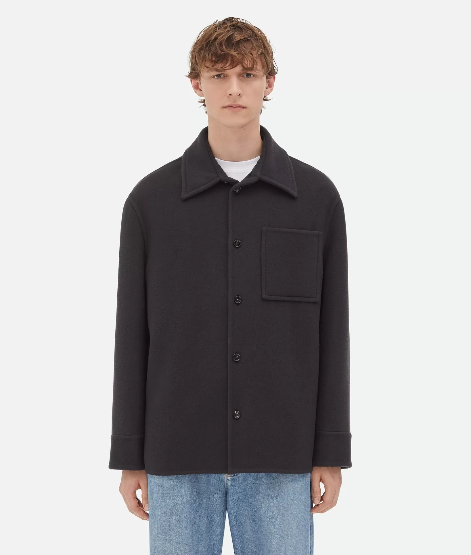 Coats>Bottega Veneta Soft Double Cashmere Coat Charcoal