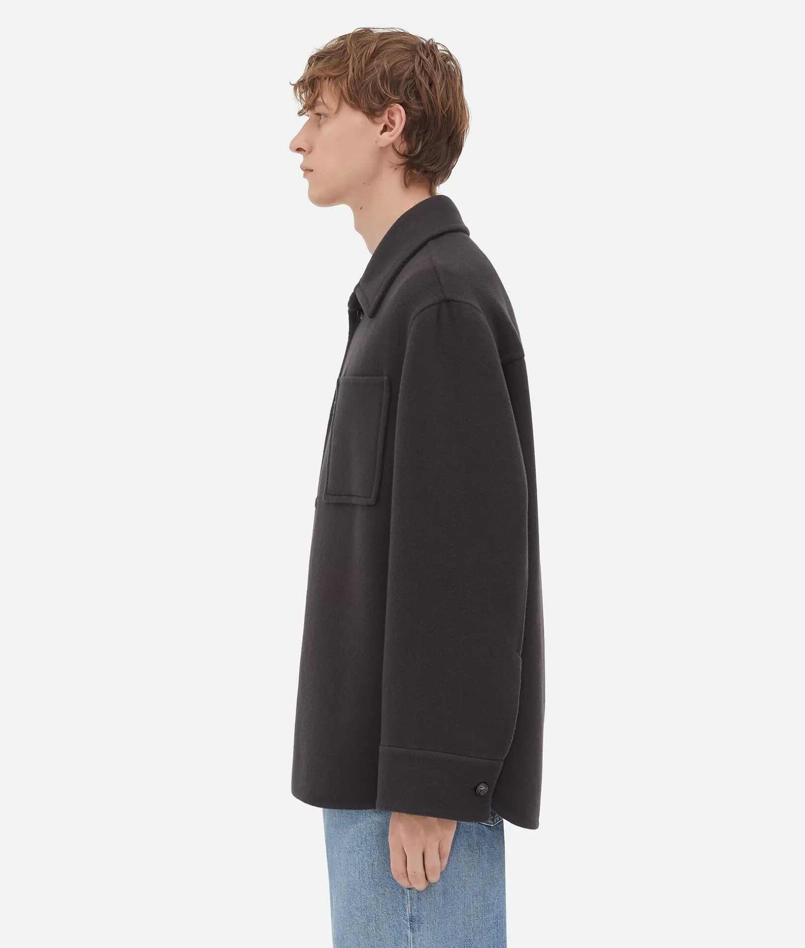 Coats>Bottega Veneta Soft Double Cashmere Coat Charcoal