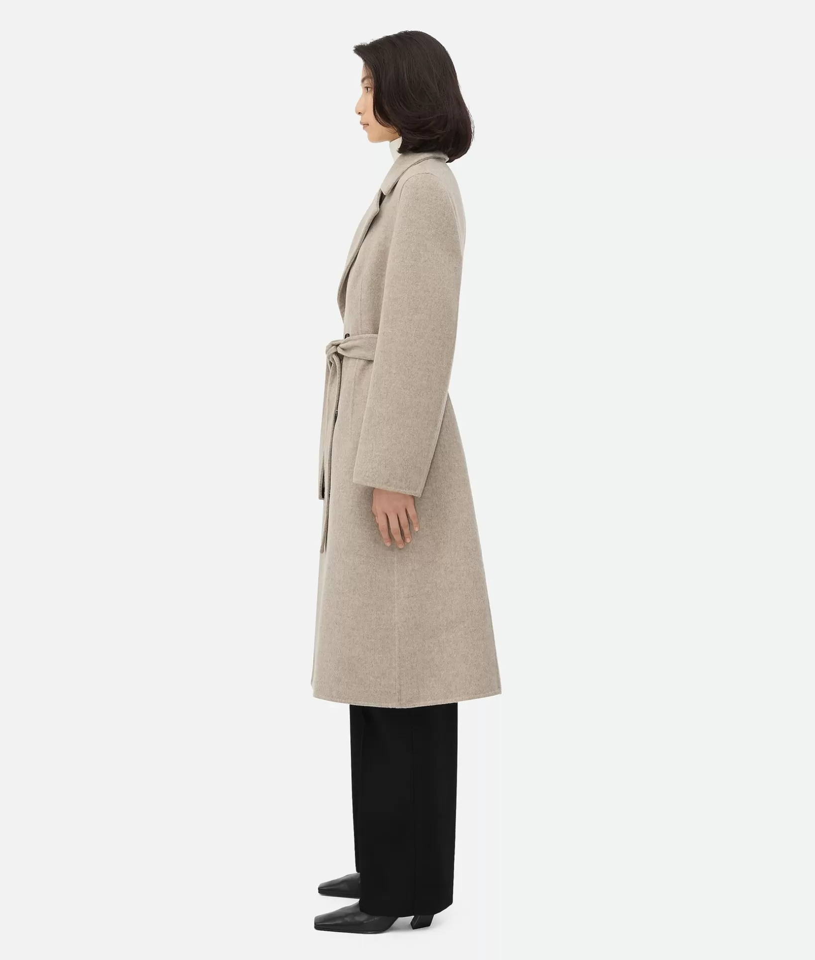 Coats>Bottega Veneta Soft Double Cashmere Coat Riverbed melange