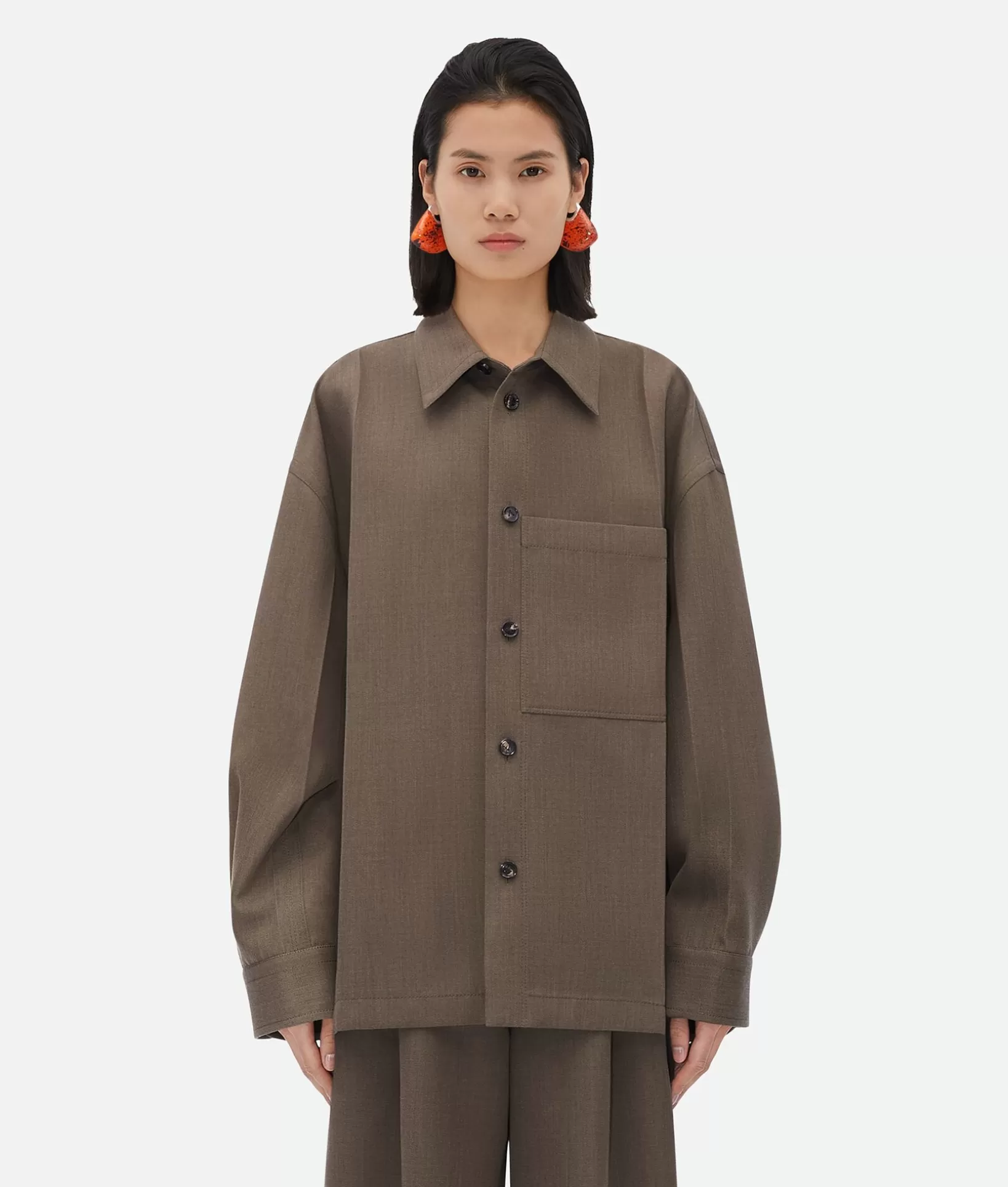 Jackets>Bottega Veneta Soft Wool Twill Jacket Milkweed