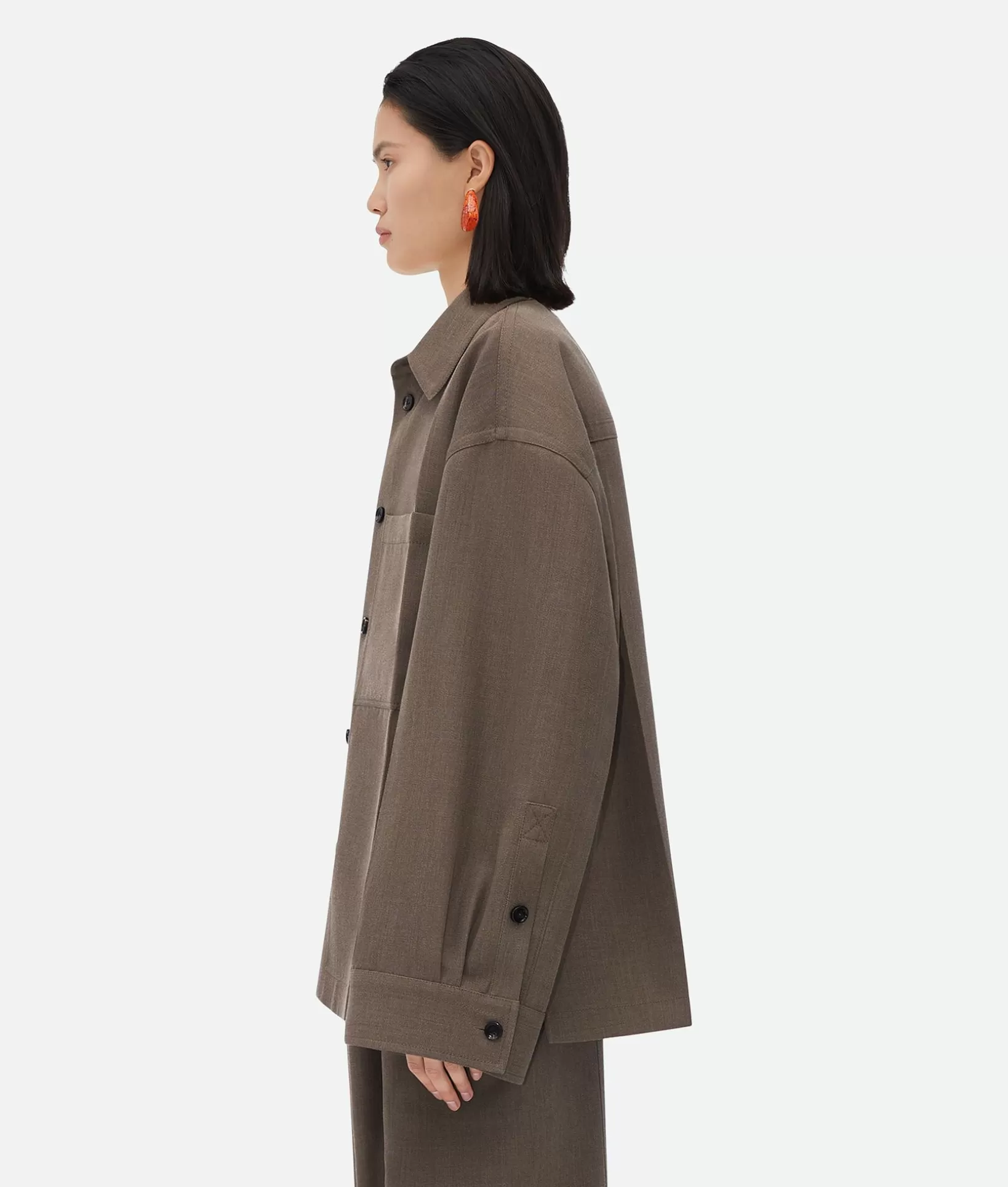 Jackets>Bottega Veneta Soft Wool Twill Jacket Milkweed