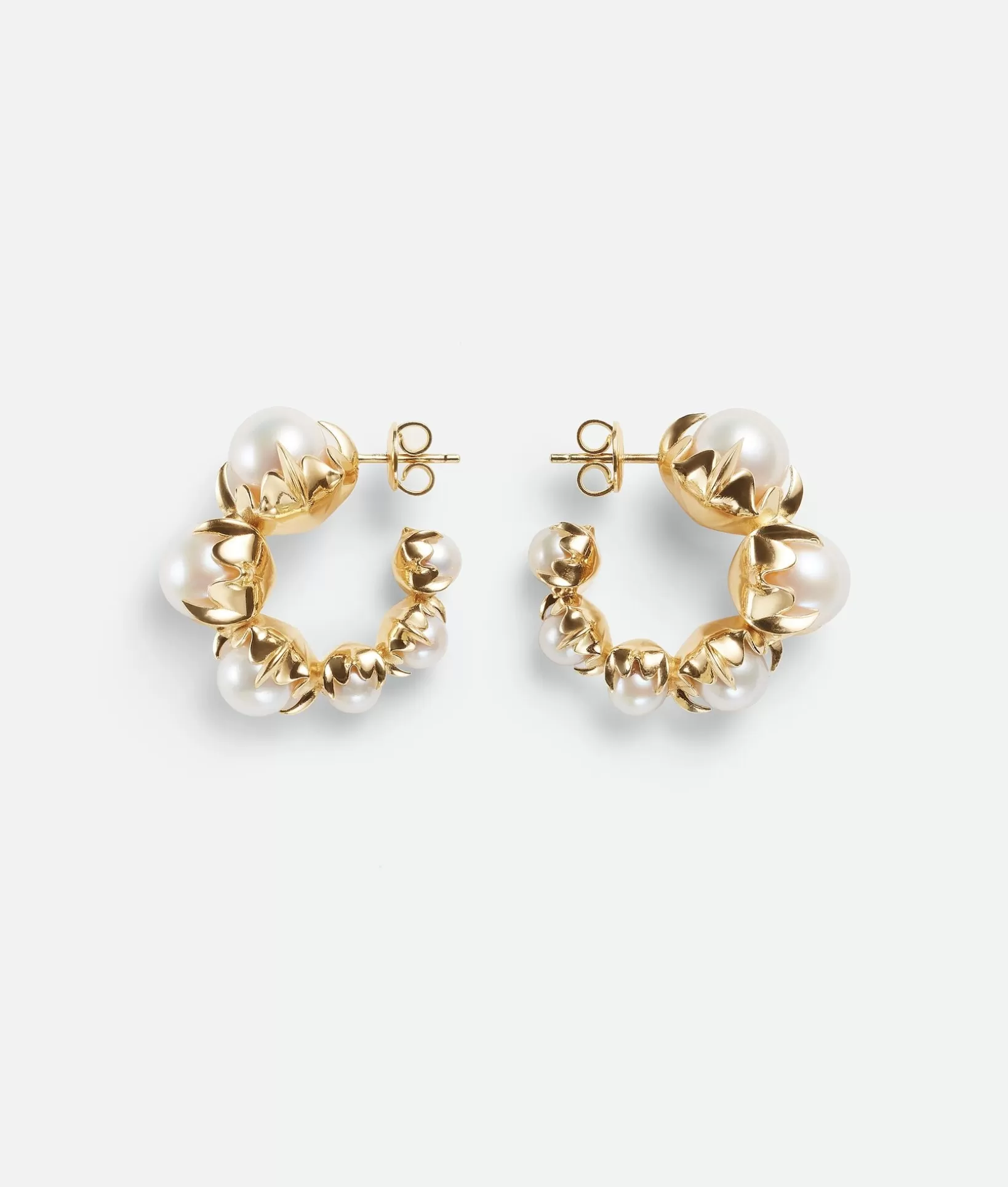 Earrings>Bottega Veneta Sphere Hoop Earrings Natural