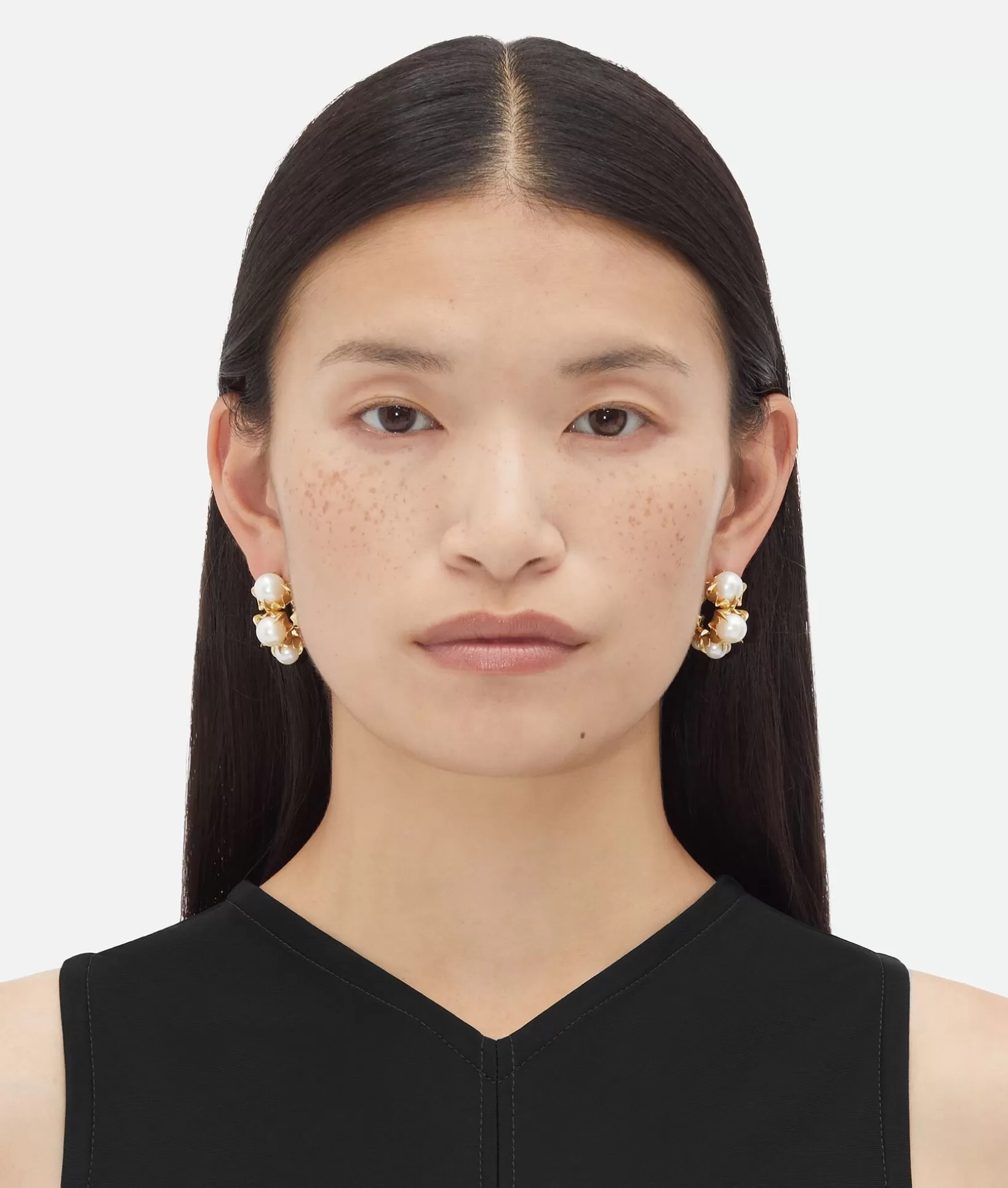 Earrings>Bottega Veneta Sphere Hoop Earrings Natural