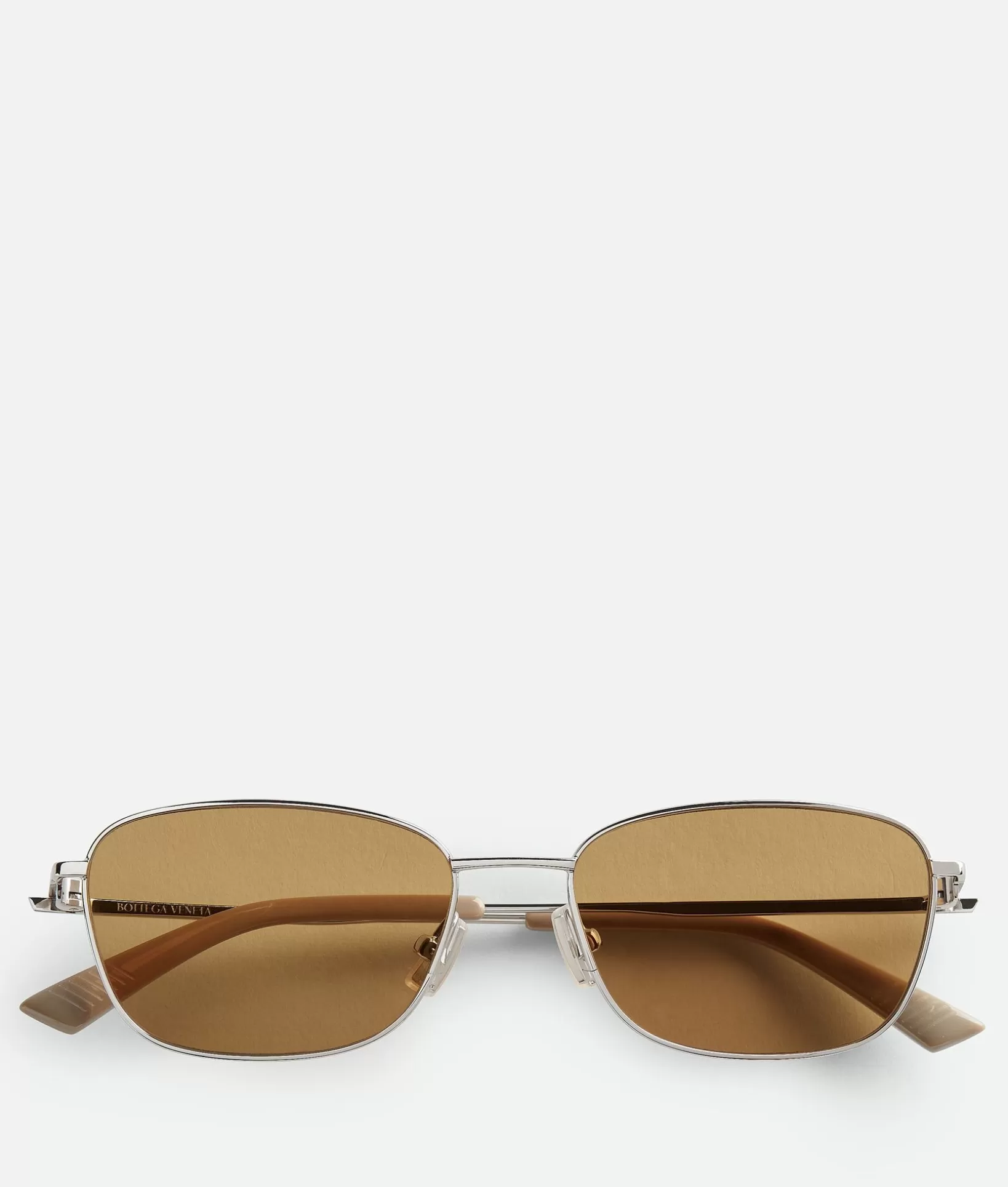 Sunglasses>Bottega Veneta Split Rectangular Sunglasses Silver/brown