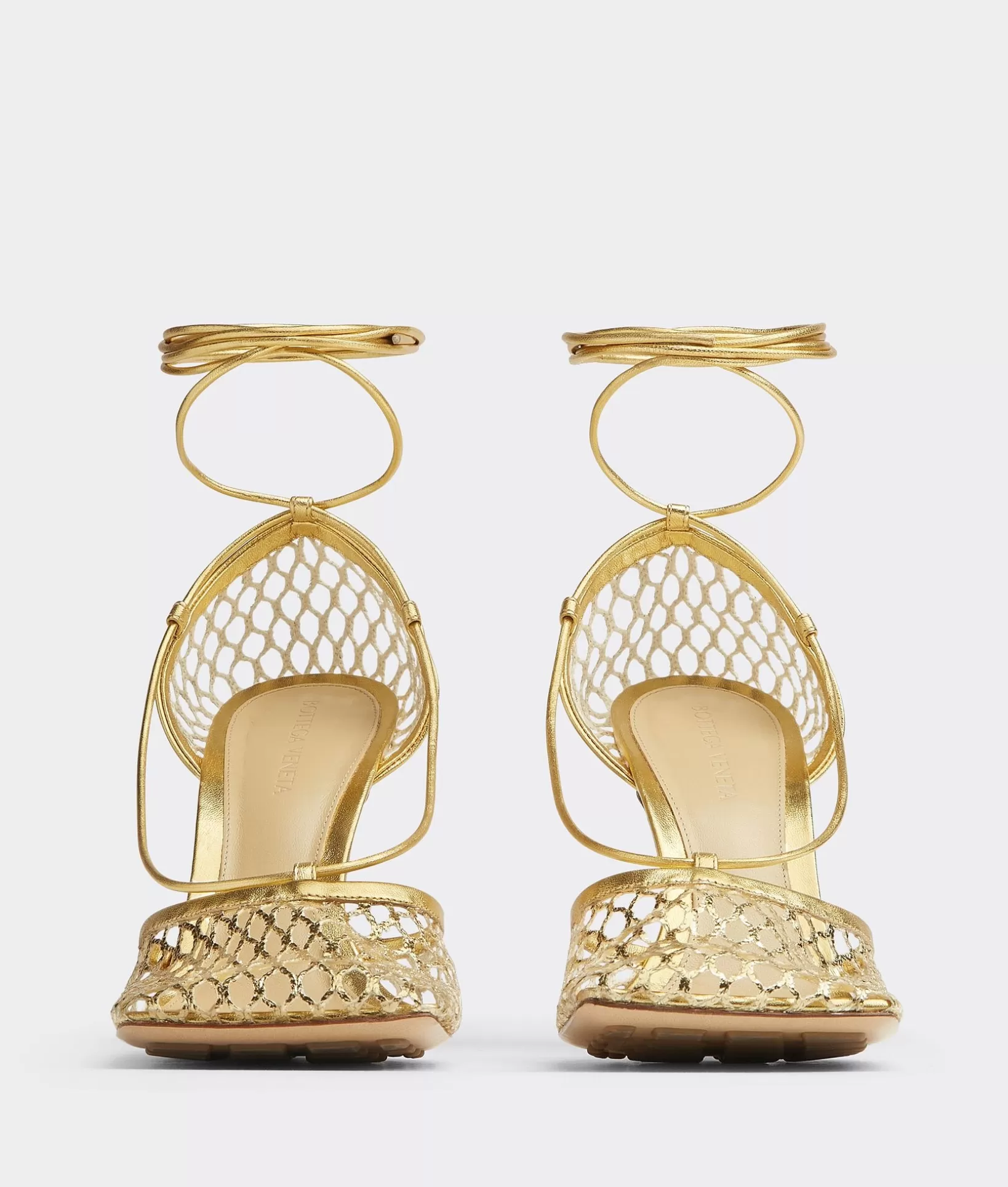 Sandals>Bottega Veneta Stretch Lace-Up Sandal Gold