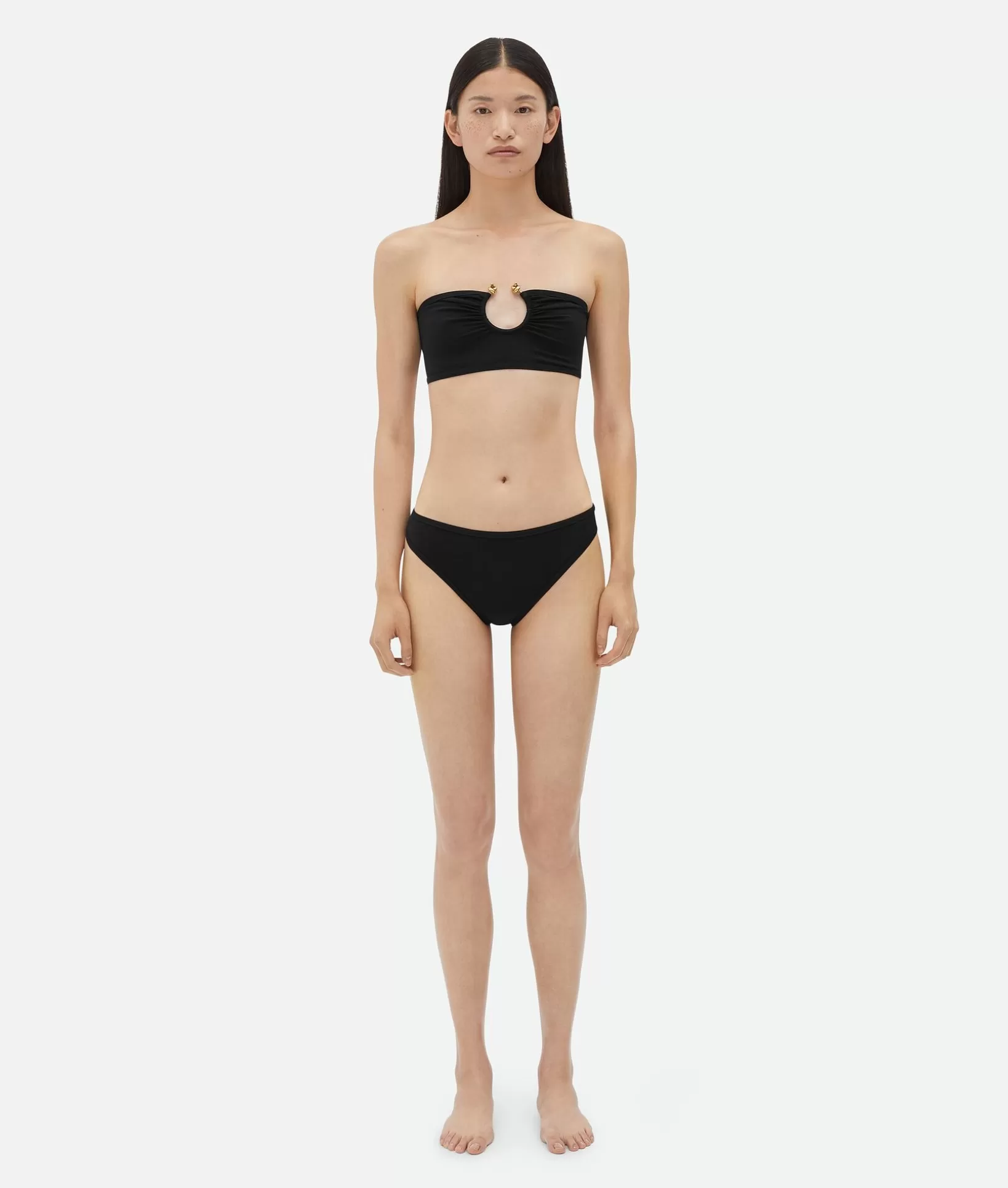 Swimwear>Bottega Veneta Stretch Nylon Bikini With Knot Ring Black