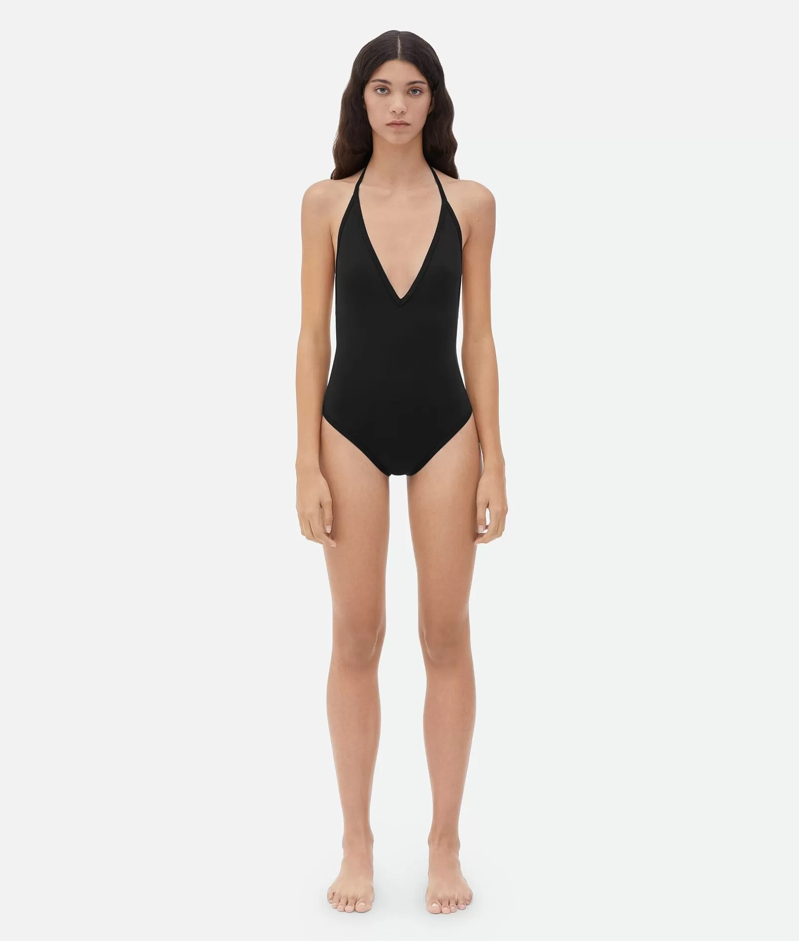 Swimwear>Bottega Veneta Stretch Nylon Halter Neck Swimsuit Black