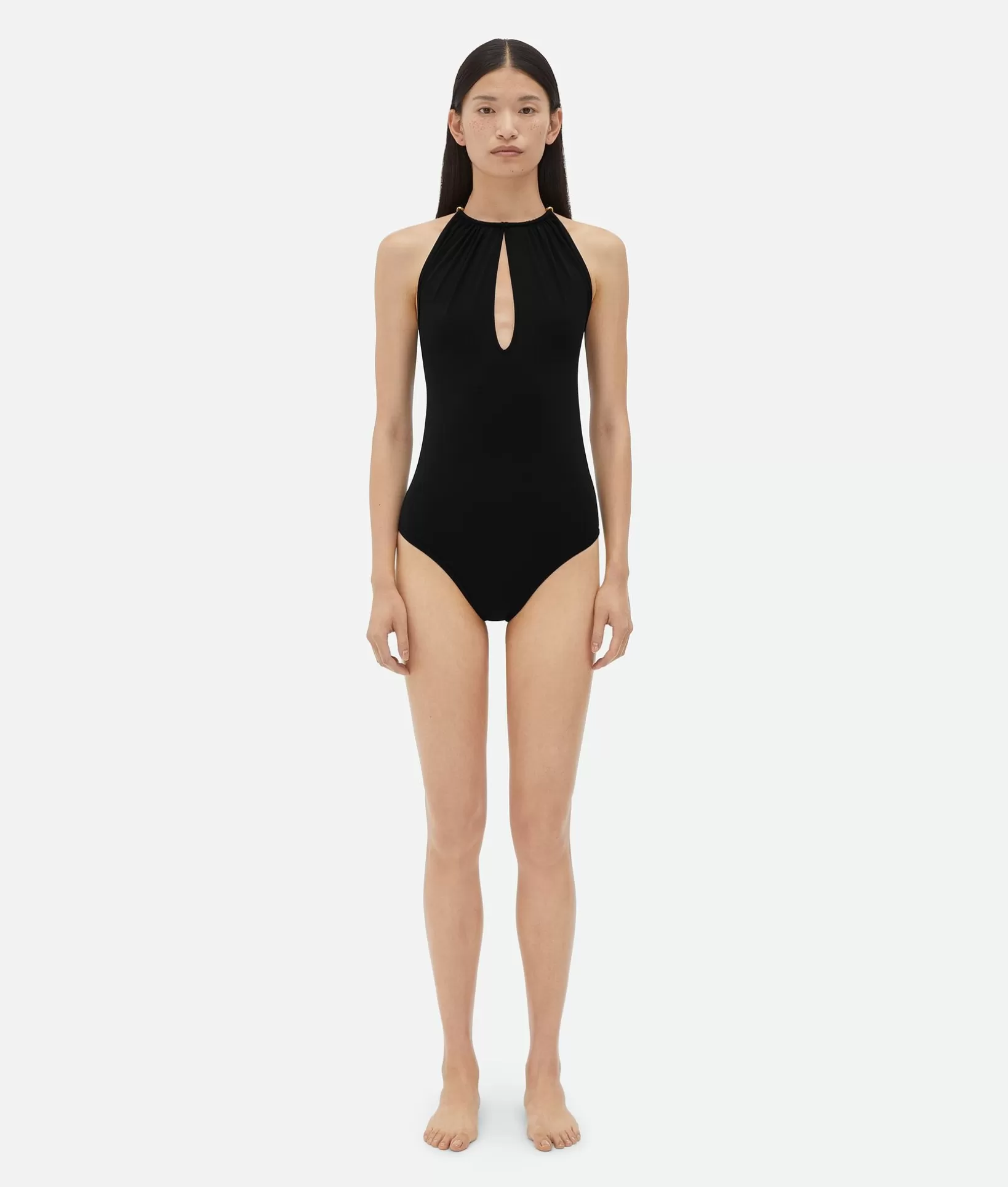 Swimwear>Bottega Veneta Stretch Nylon Swimsuit With Knot Detail At Neck Black