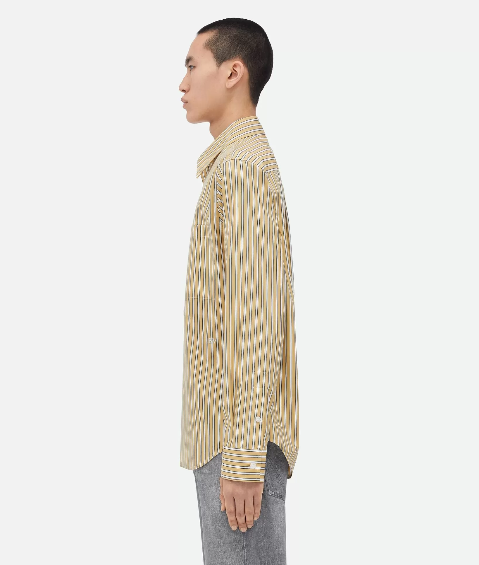 Shirts>Bottega Veneta Striped Poplin Shirt Yellow/white