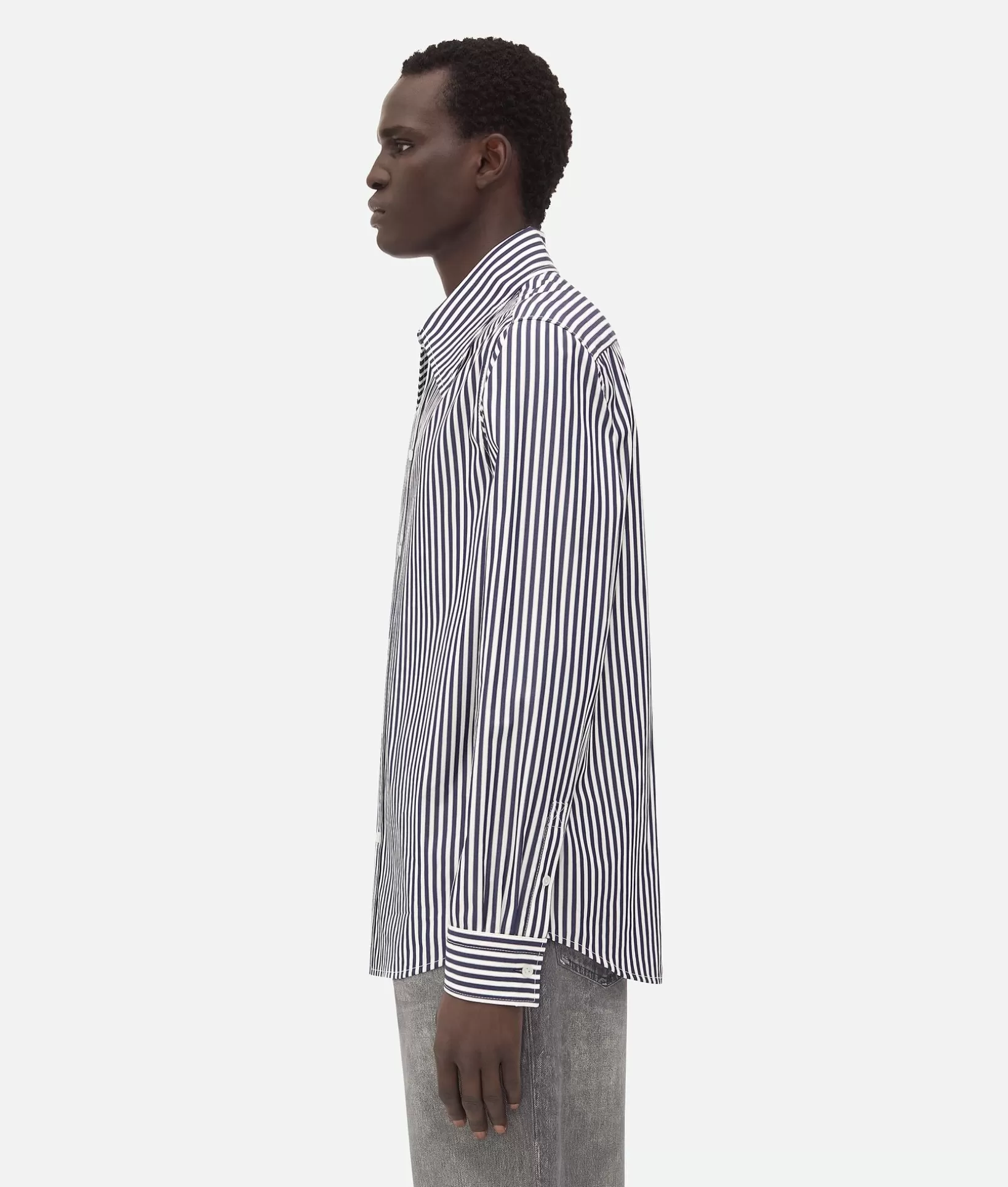 Shirts>Bottega Veneta Striped Poplin Shirt Blue/white