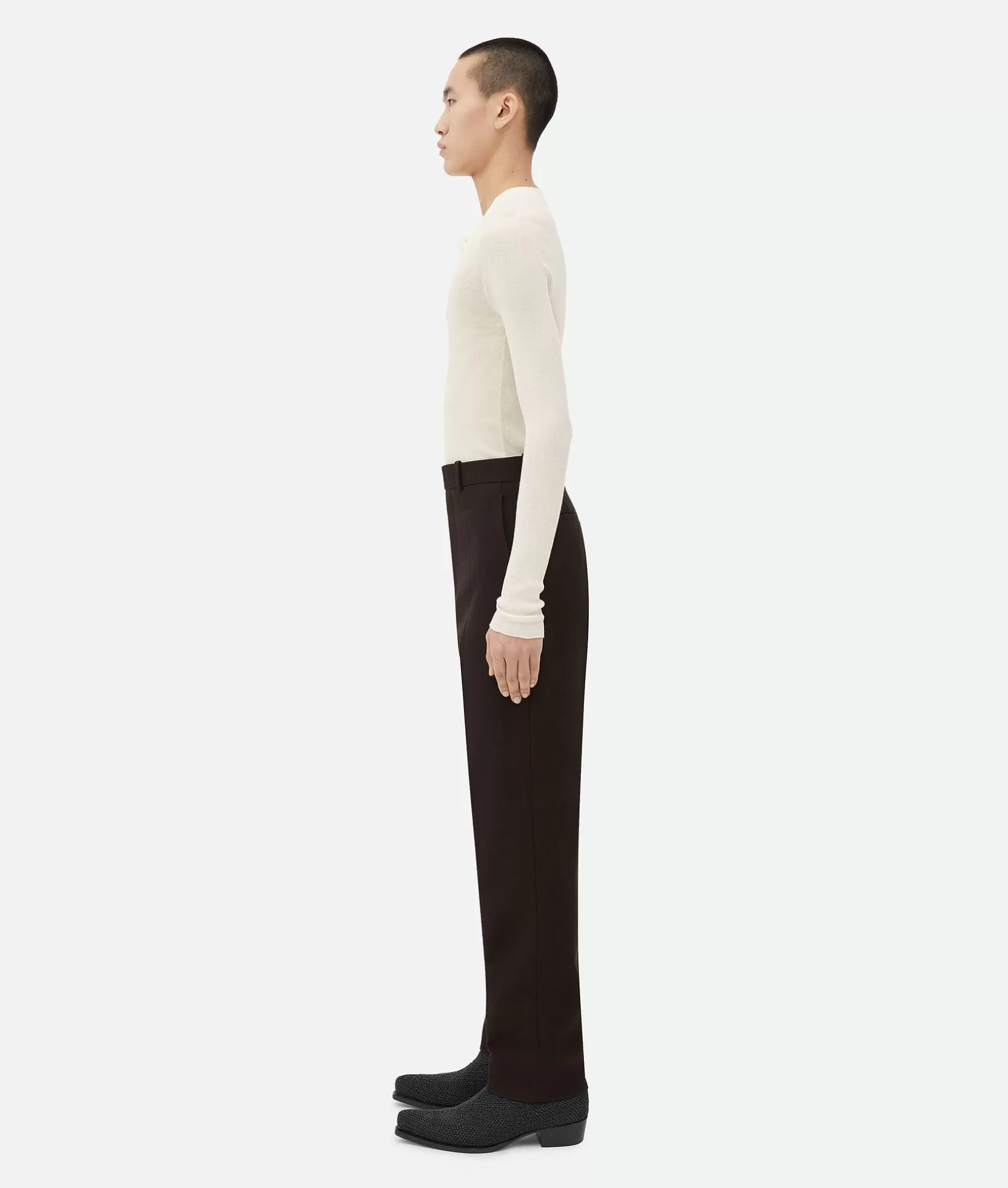 Trousers And Shorts>Bottega Veneta Structured Cotton Pants Fondant/black