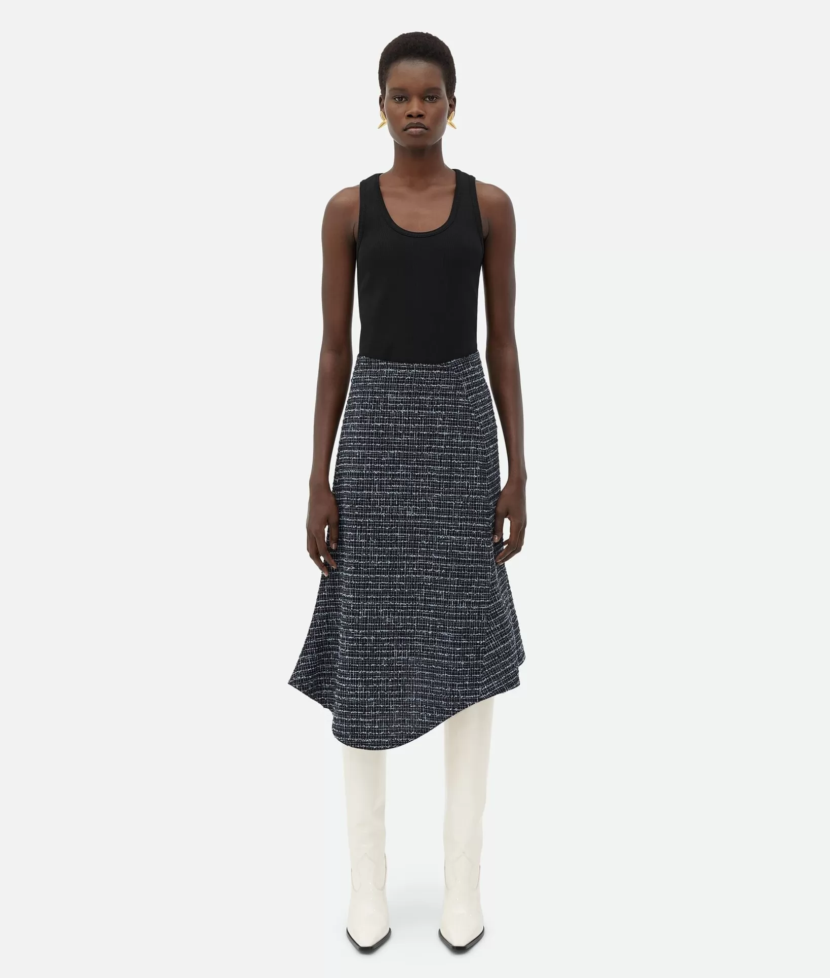 Skirts>Bottega Veneta Structured Tweed Skirt Blue/black/navy