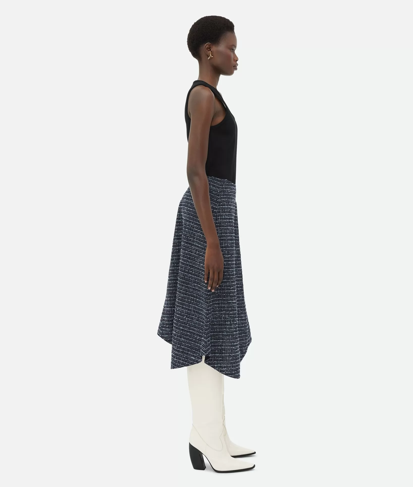 Skirts>Bottega Veneta Structured Tweed Skirt Blue/black/navy