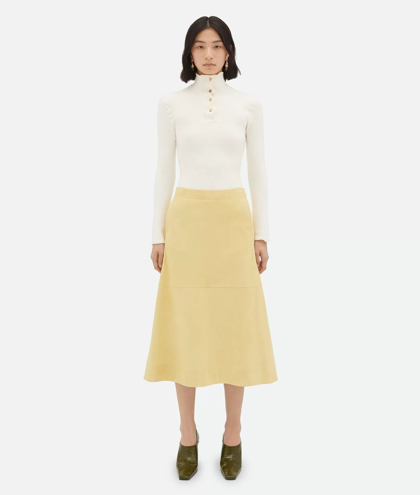 Skirts | Leather>Bottega Veneta Suede Leather Skirt Buff