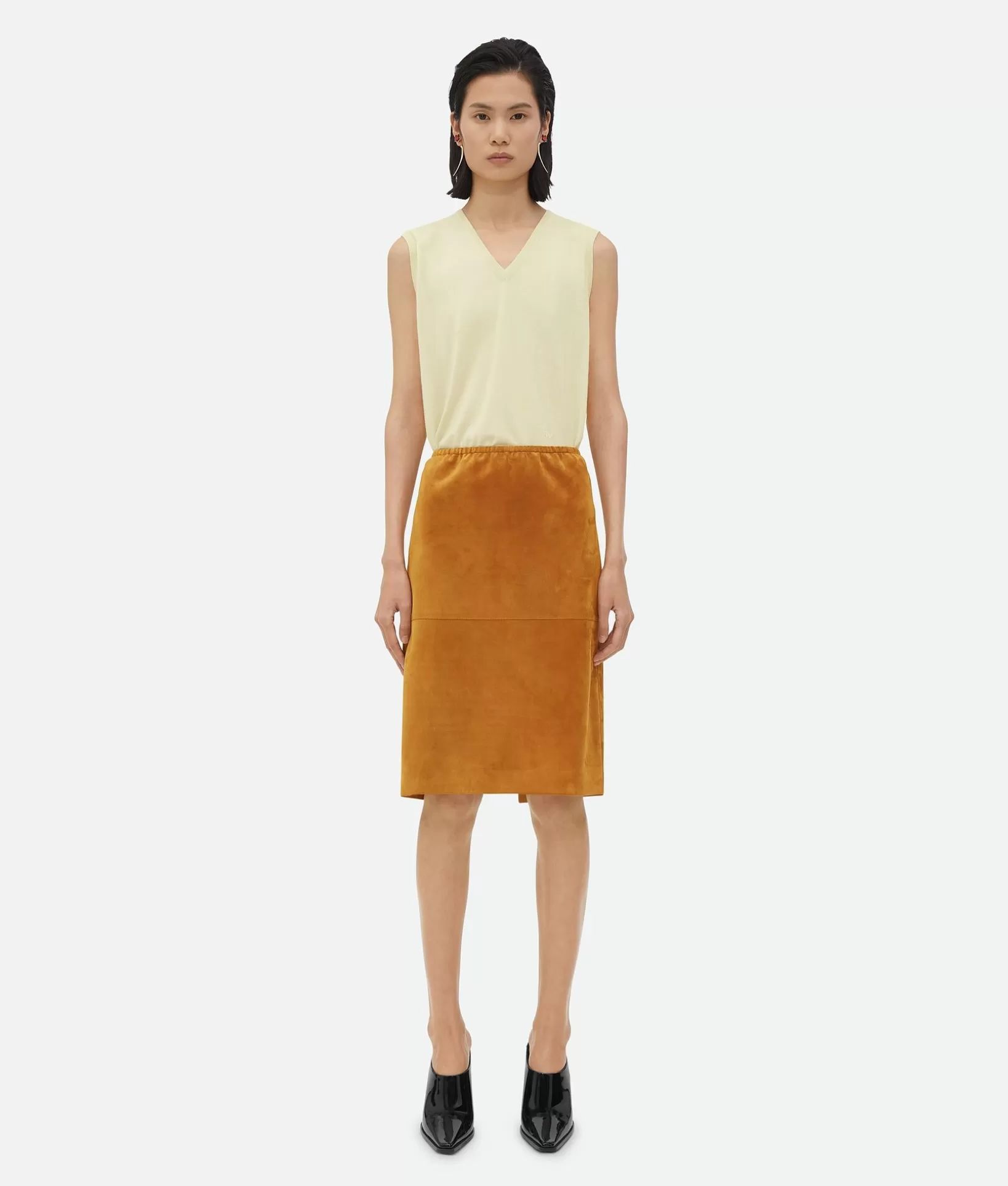 Skirts | Leather>Bottega Veneta Suede Leather Skirt Peanut butter