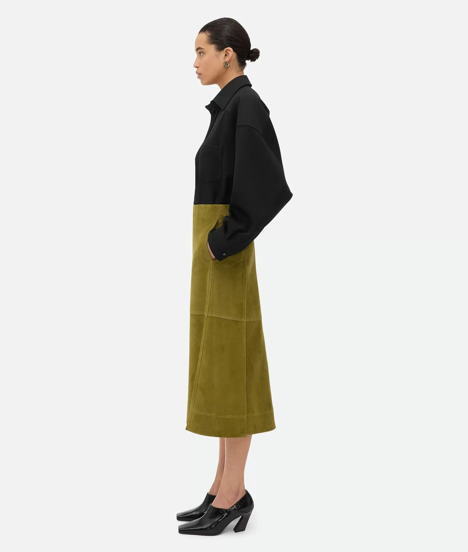 Skirts | Leather>Bottega Veneta Suede Leather Skirt Marsh