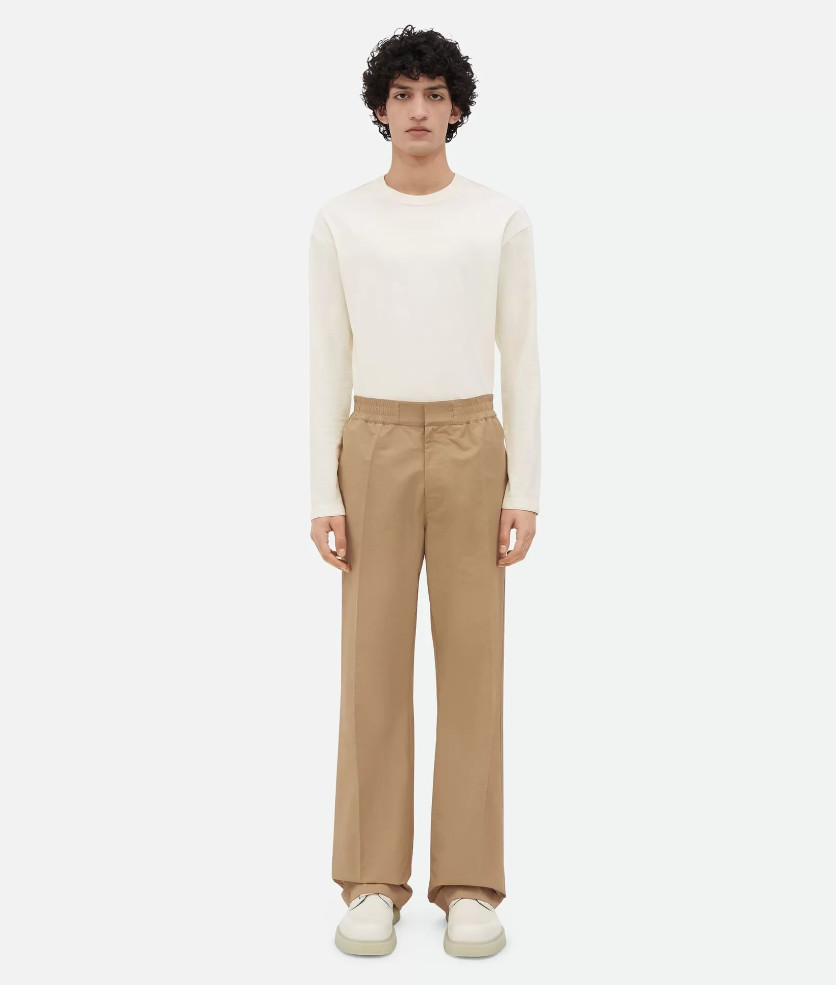 Trousers And Shorts>Bottega Veneta Tech Cotton Trousers Desert taupe/oatmeal