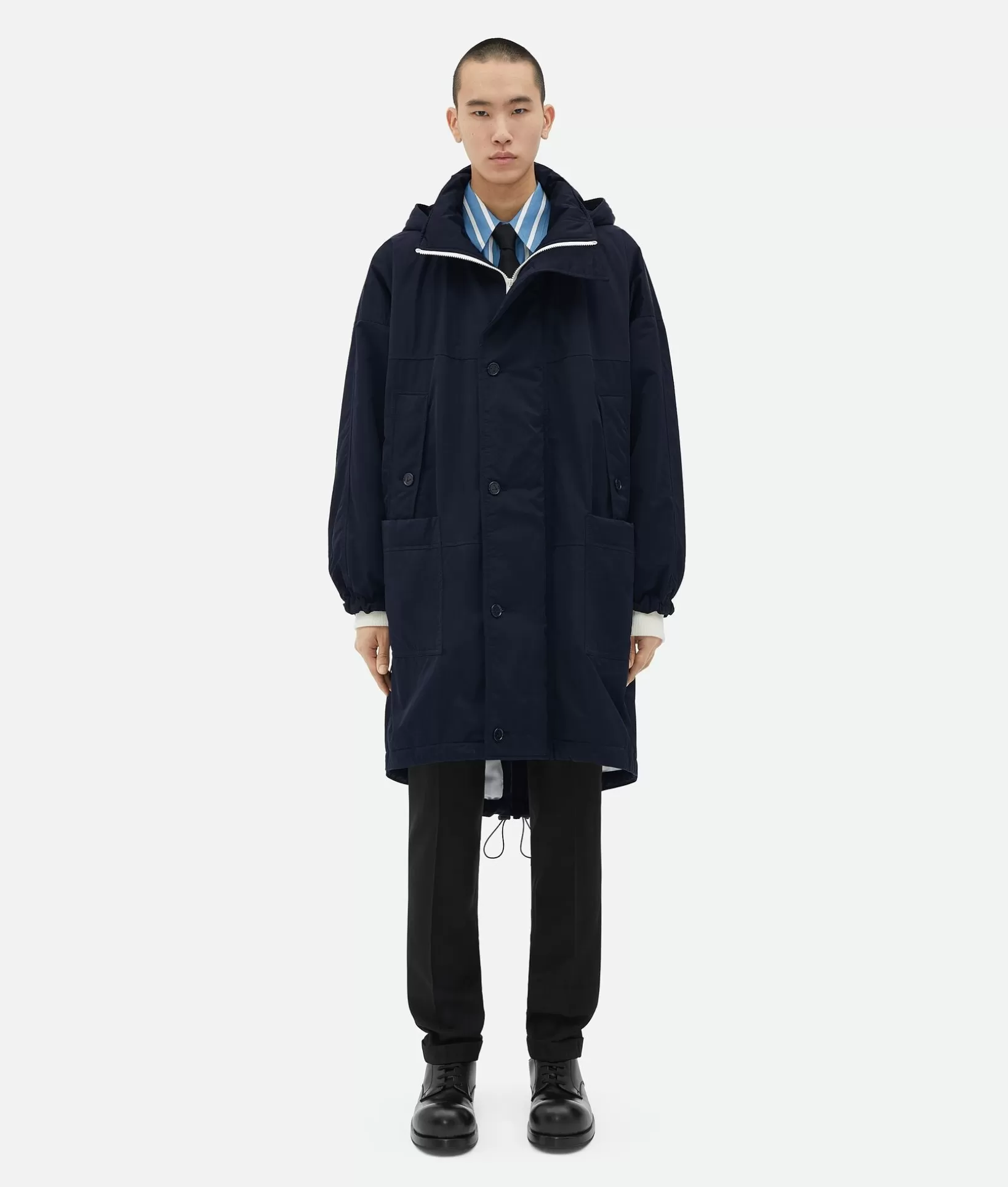 Coats>Bottega Veneta Tech Nylon Padded Parka Dark navy