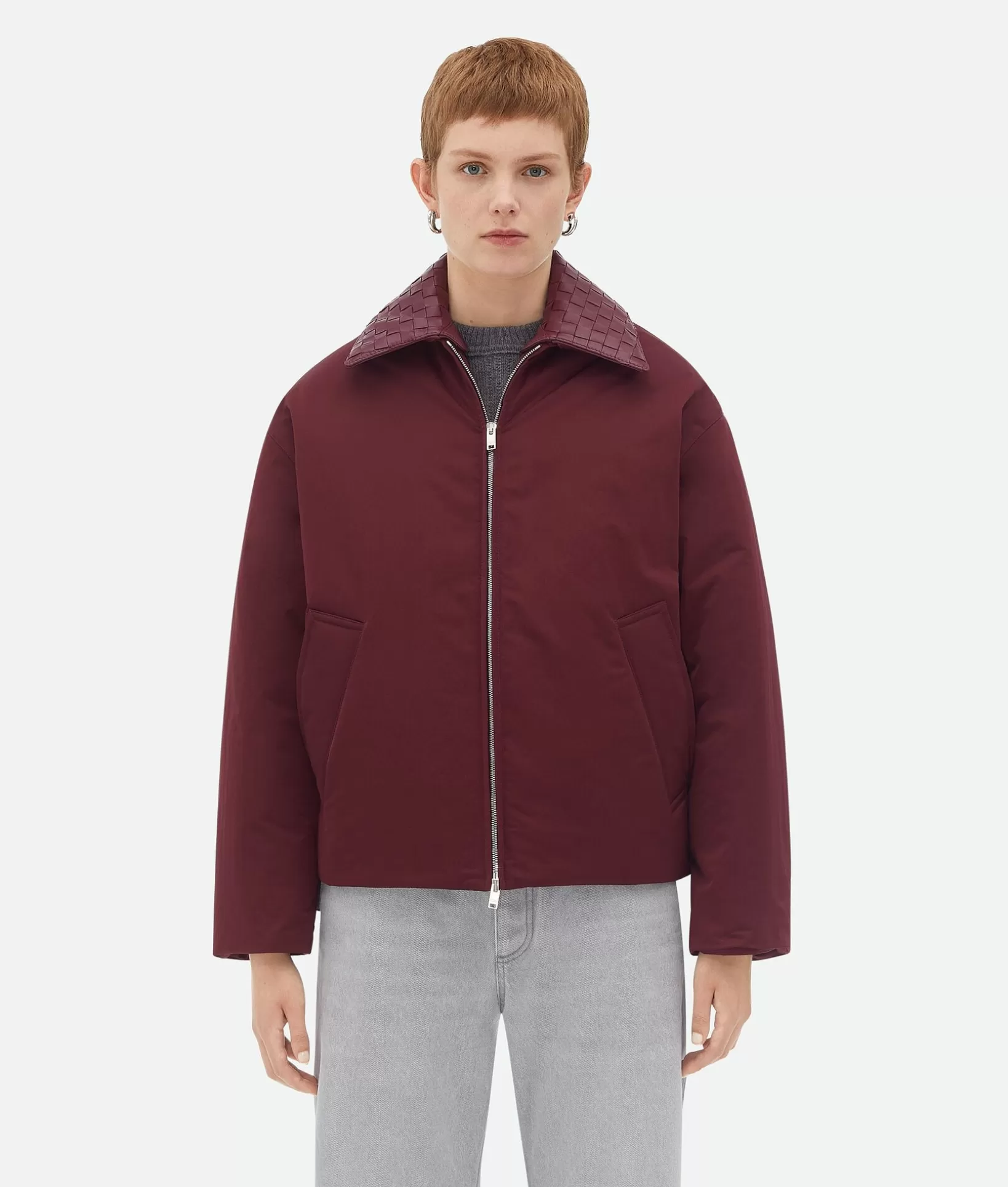 Jackets>Bottega Veneta Tech Nylon Puffer Jacket Barolo